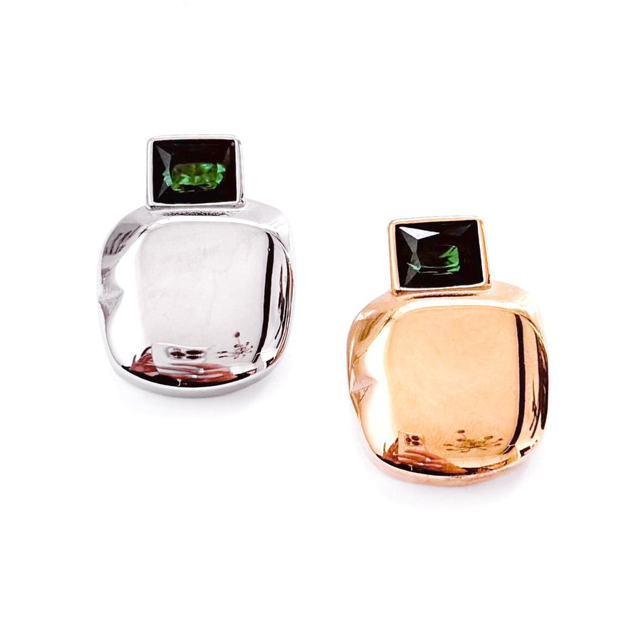 Eartha Emerald Square Studs