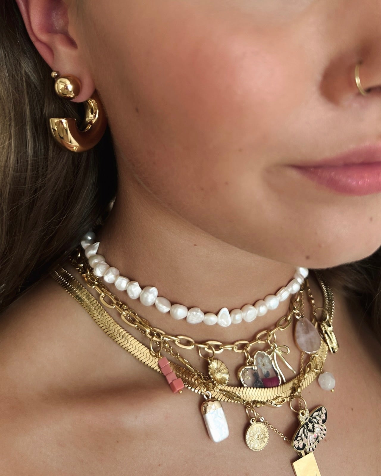 Everson Gold Reverse Hoop Earrings