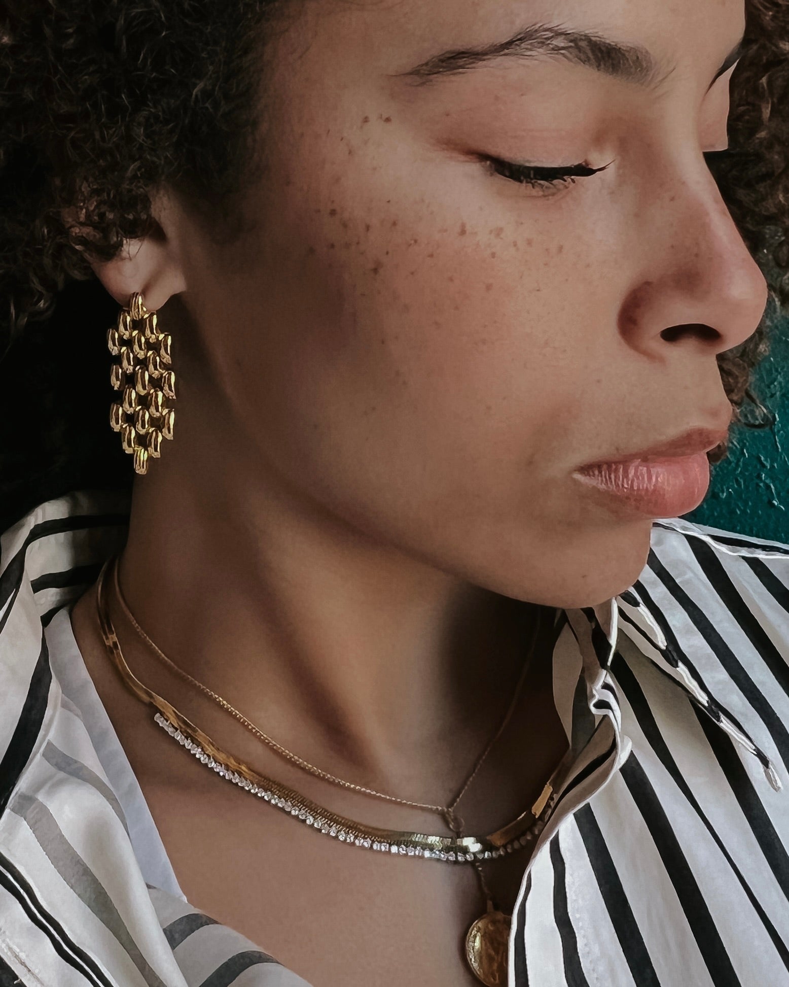 Noni Crystal Snake Chain Necklace || Silver or Gold