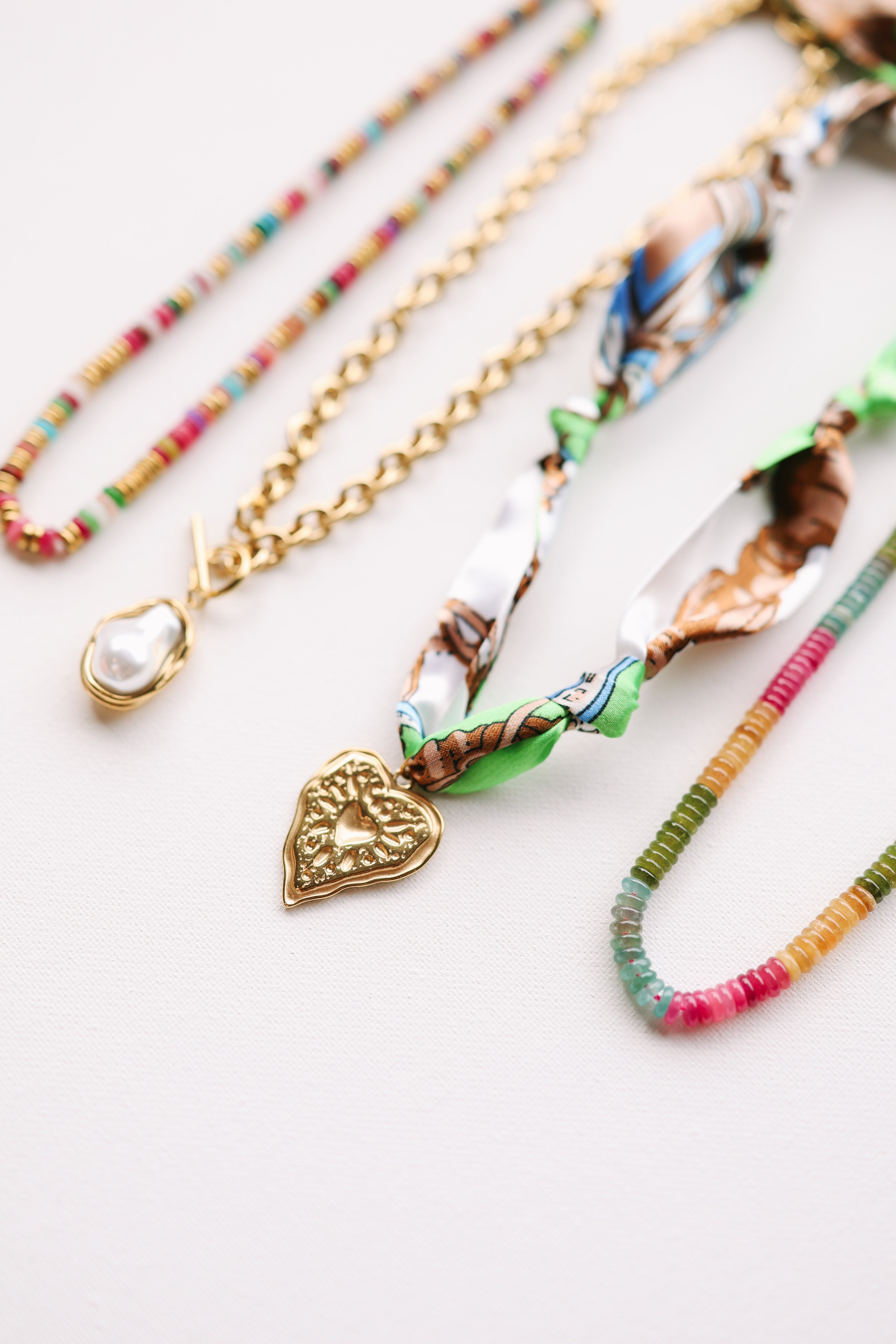 Camilla Heart Charm Scarf Necklace