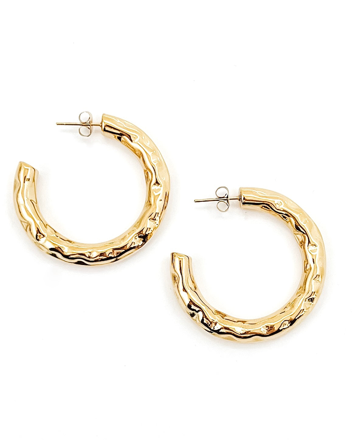 Elondo Hammered Hoop Earrings || Choose Color