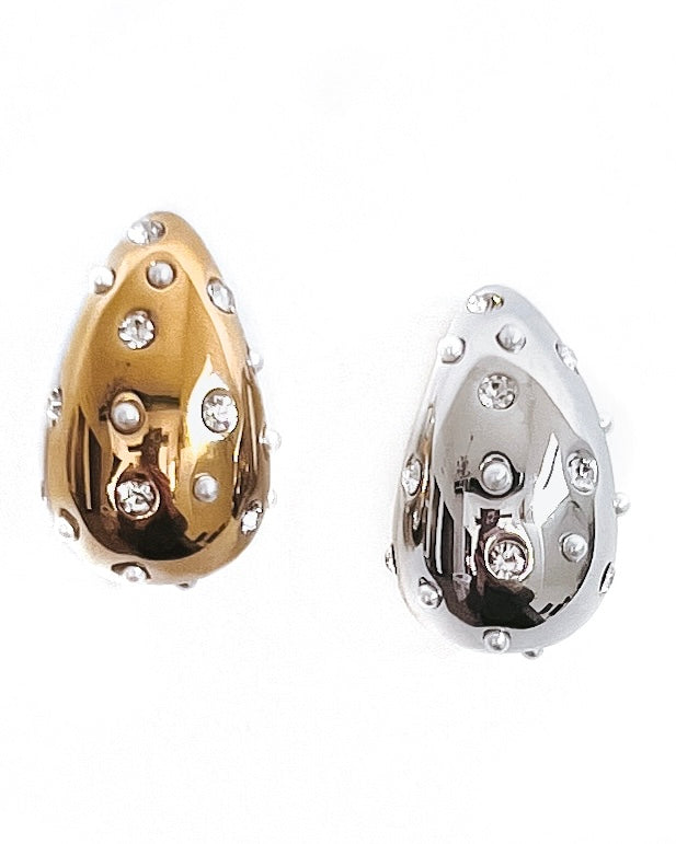 Wallie Water Drop Pearl Crystal Earrings || Choose Color