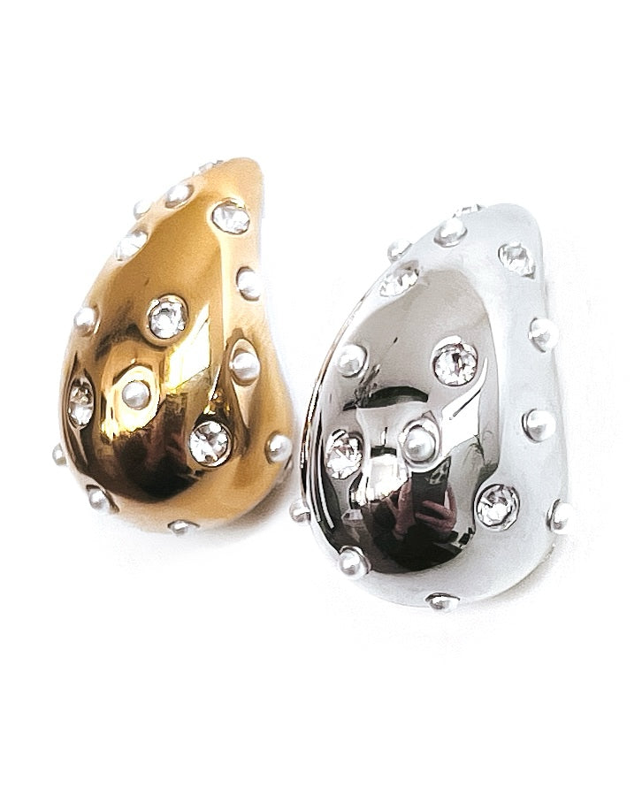 Wallie Water Drop Pearl Crystal Earrings || Choose Color