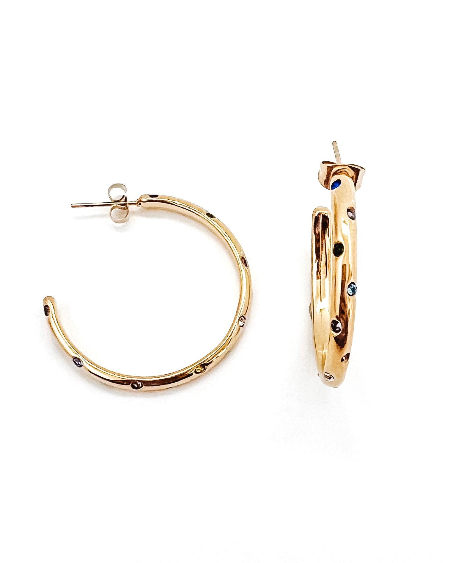 Elisha Diamond Crystal Hoop Earrings || Choose Color