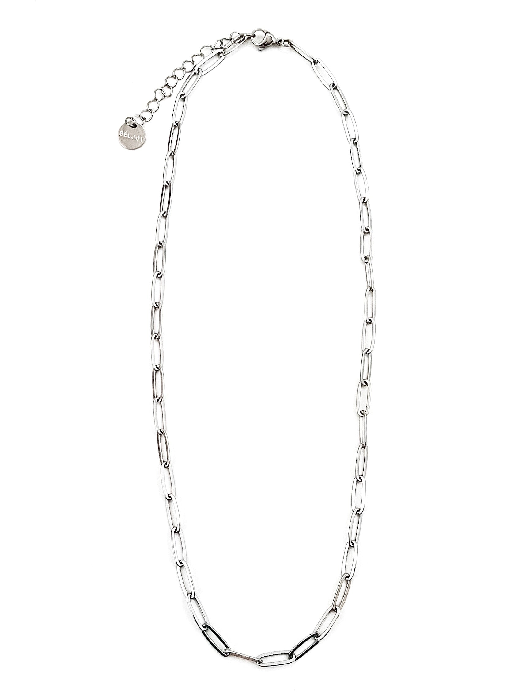 Peppi Paperclip Silver Chain Necklace
