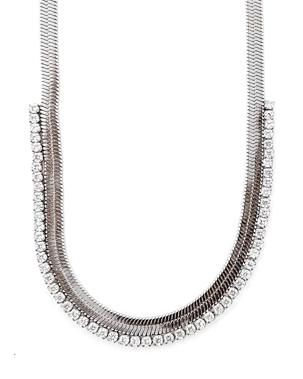 Noni Crystal Snake Chain Necklace || Silver or Gold