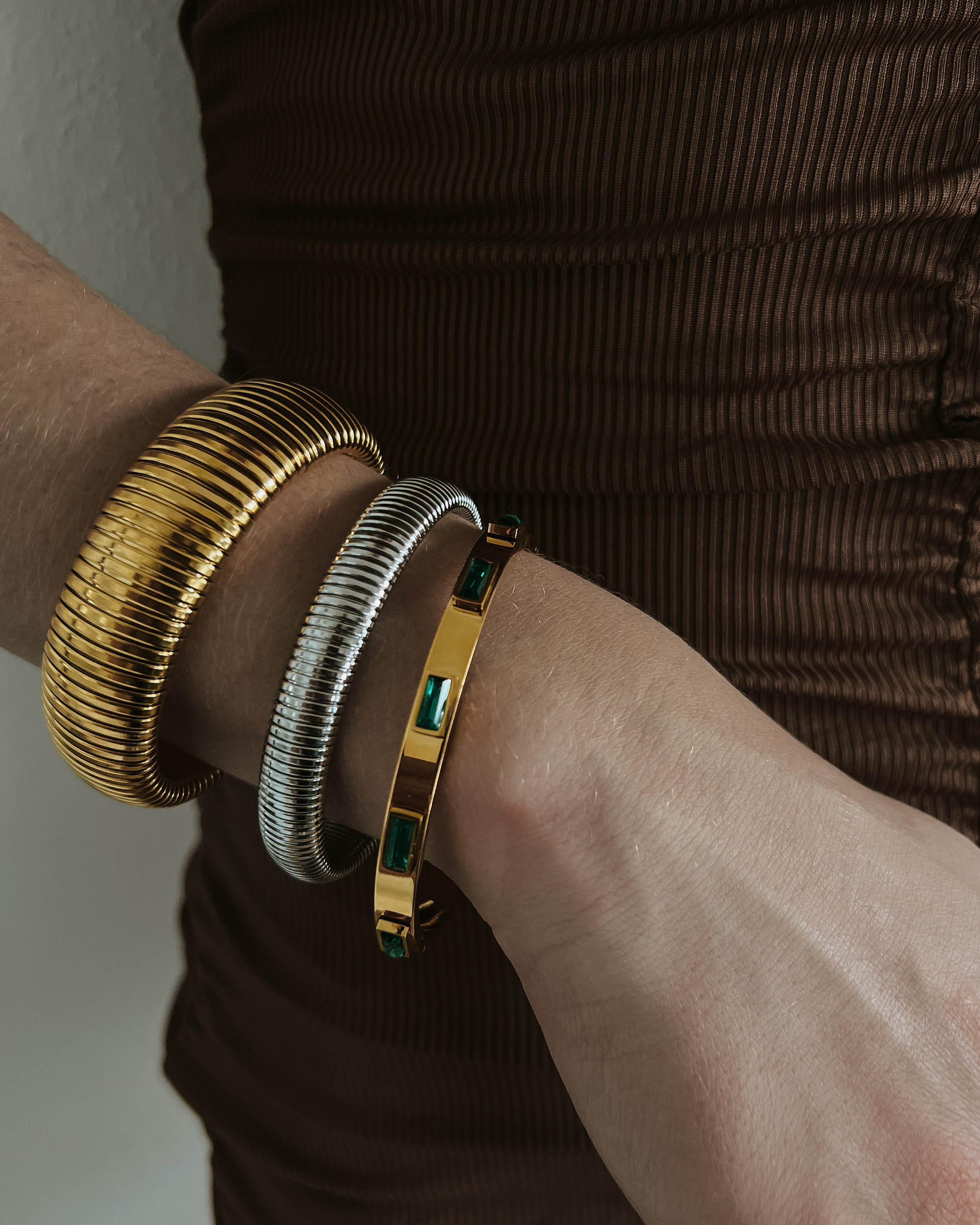 Baia Thick Coil Bangle Bracelet || Choose Color