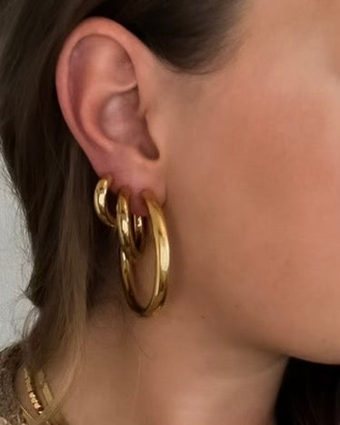 Ethel Gold Hoop Earrings || Choose Size