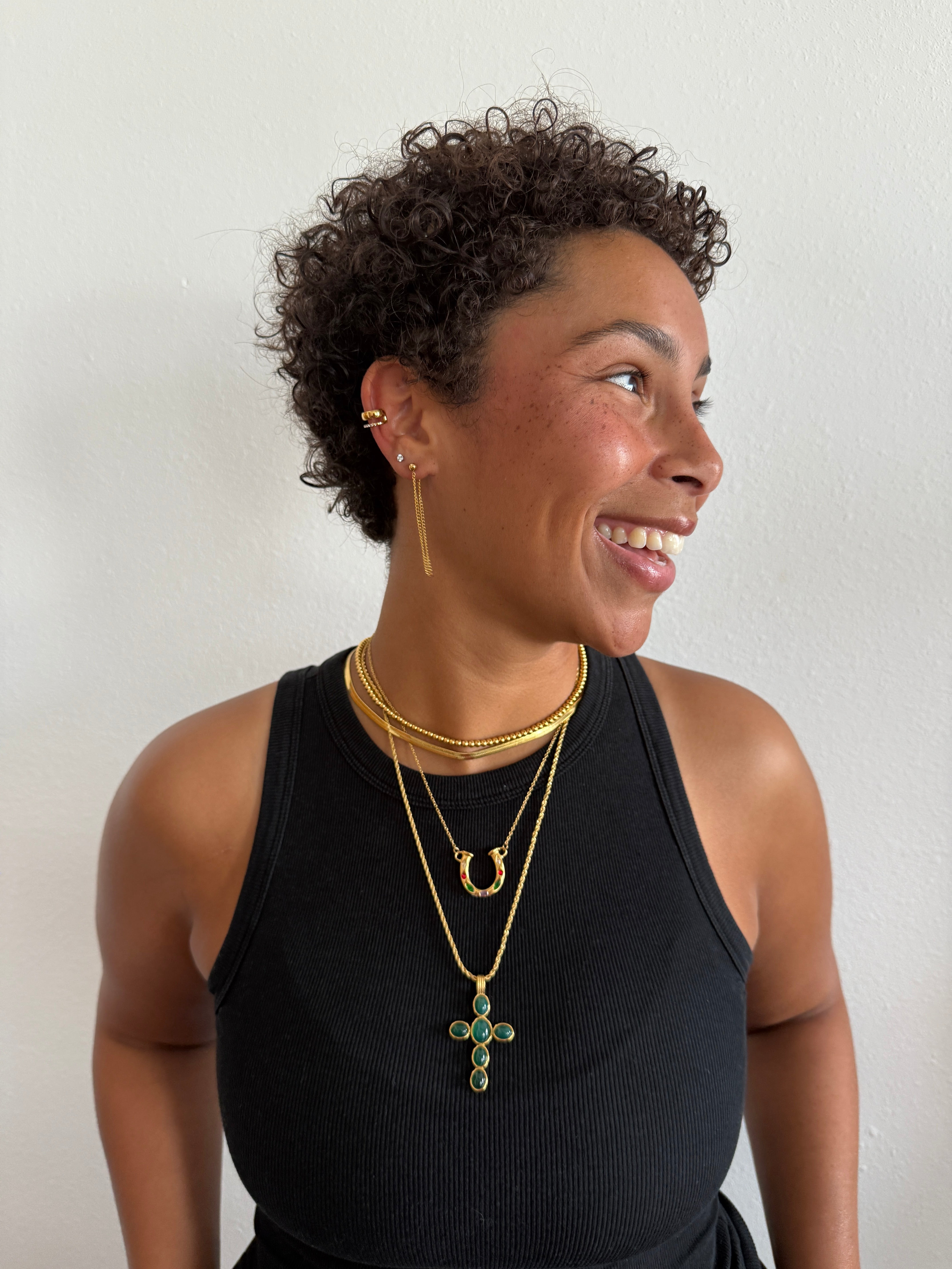 Lorraine Stone Cross Necklace || Choose Color