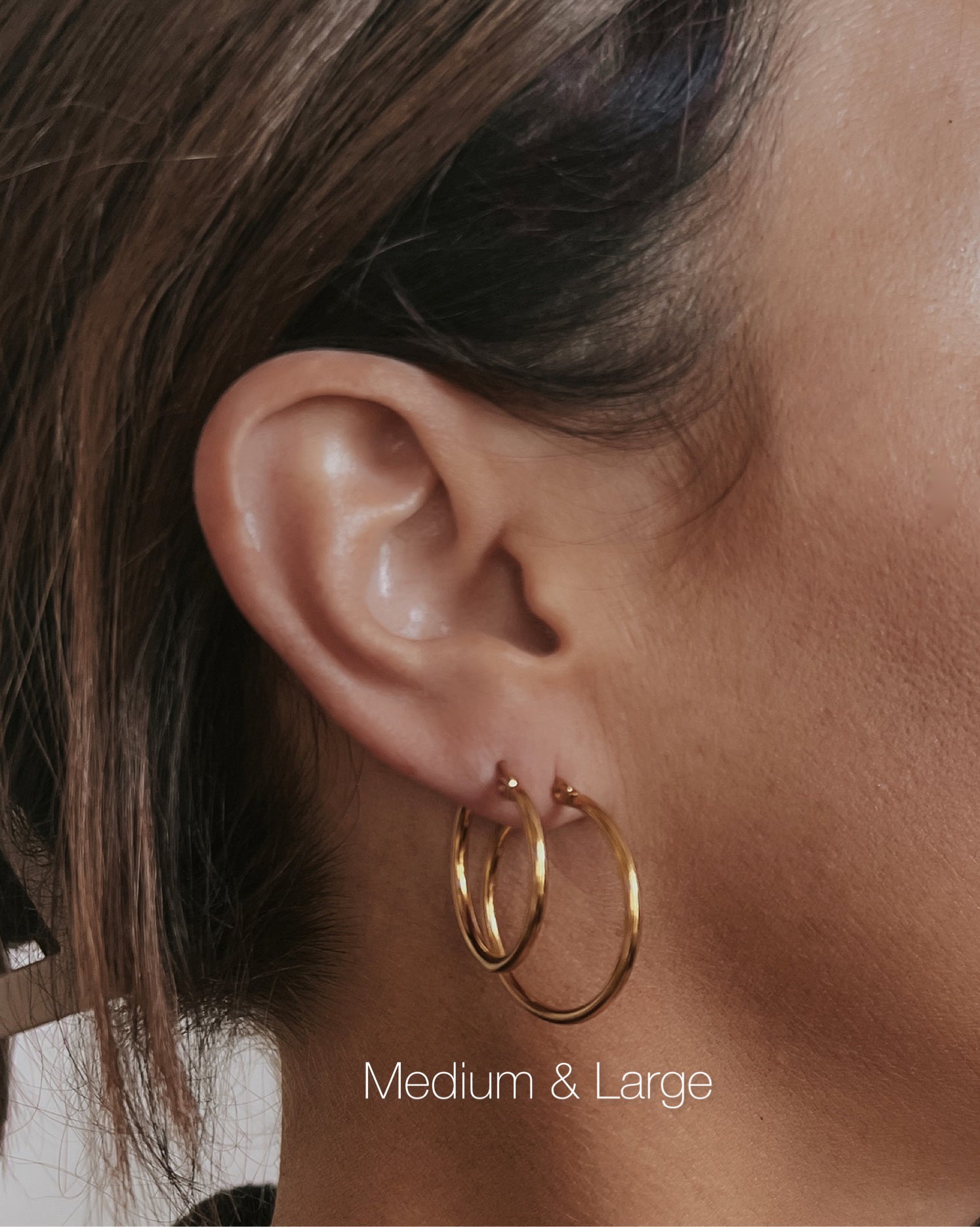 Eileen Gold Hoop Earrings || Choose Size
