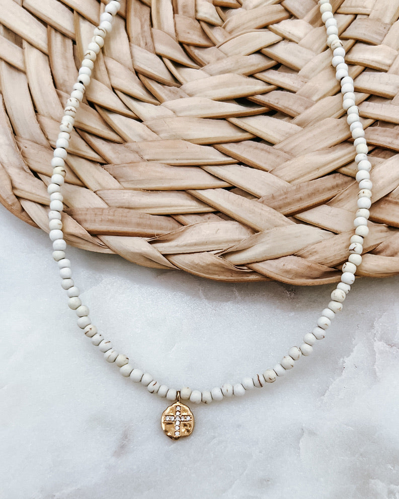 Ada Crystal Cross Necklace || Choose Color