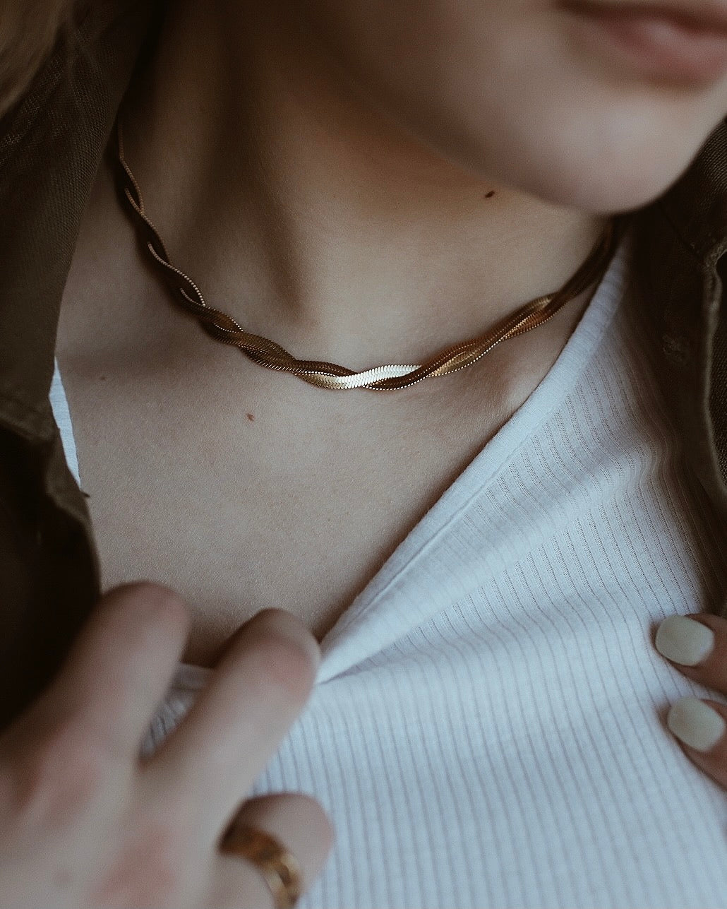 Lyrina Twisted Herringbone Necklace