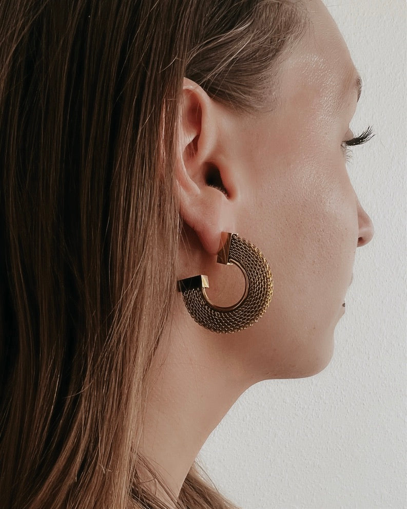 Earther Gold Mesh Hoop Earrings