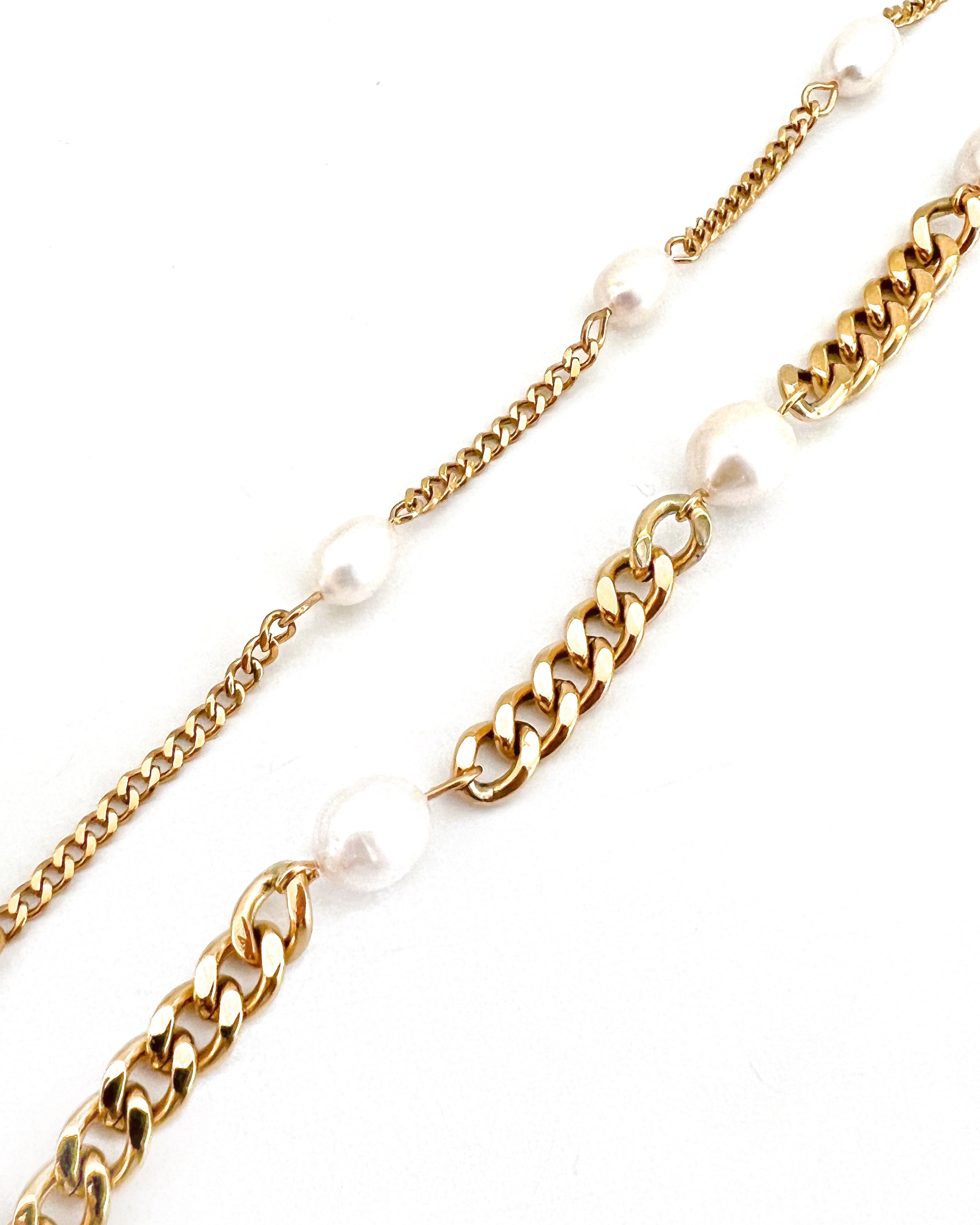 Blinny Cuban Chain Pearl Bracelet || Choose Style