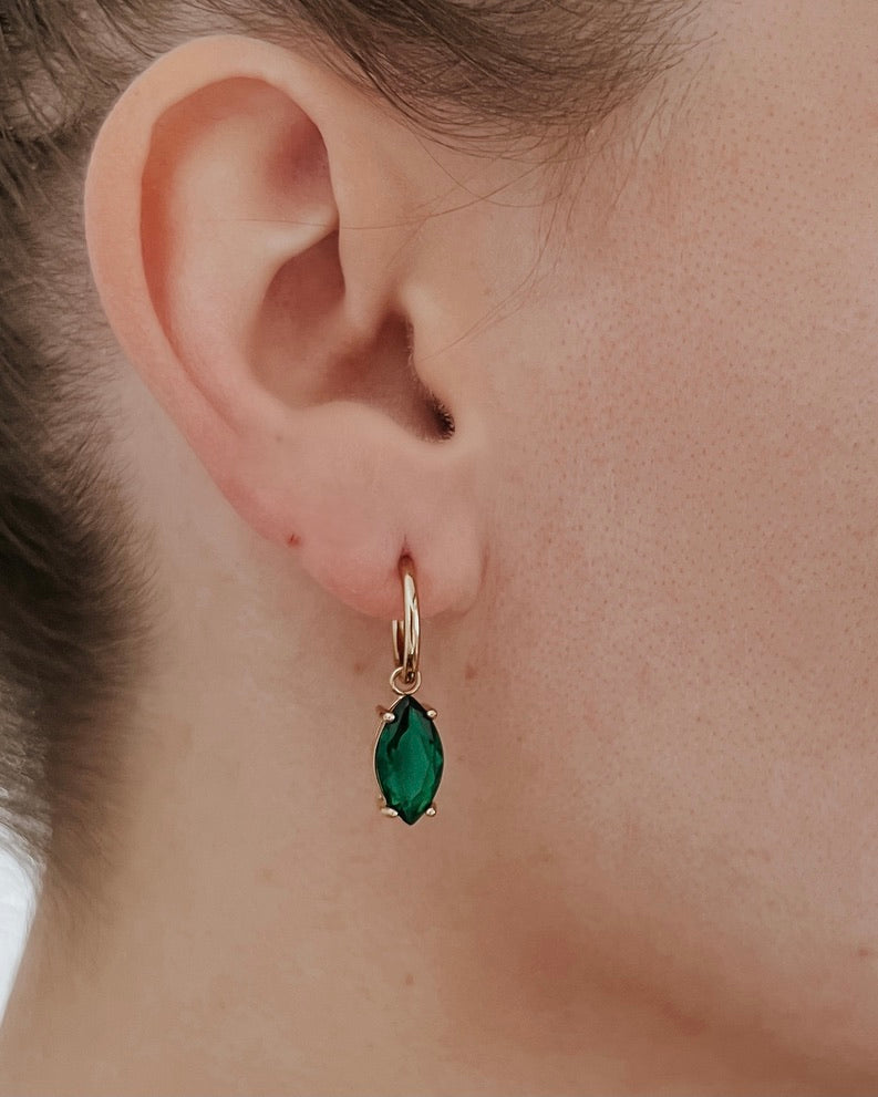 Erymon Diamond Drop Huggie Earrings || Choose Color