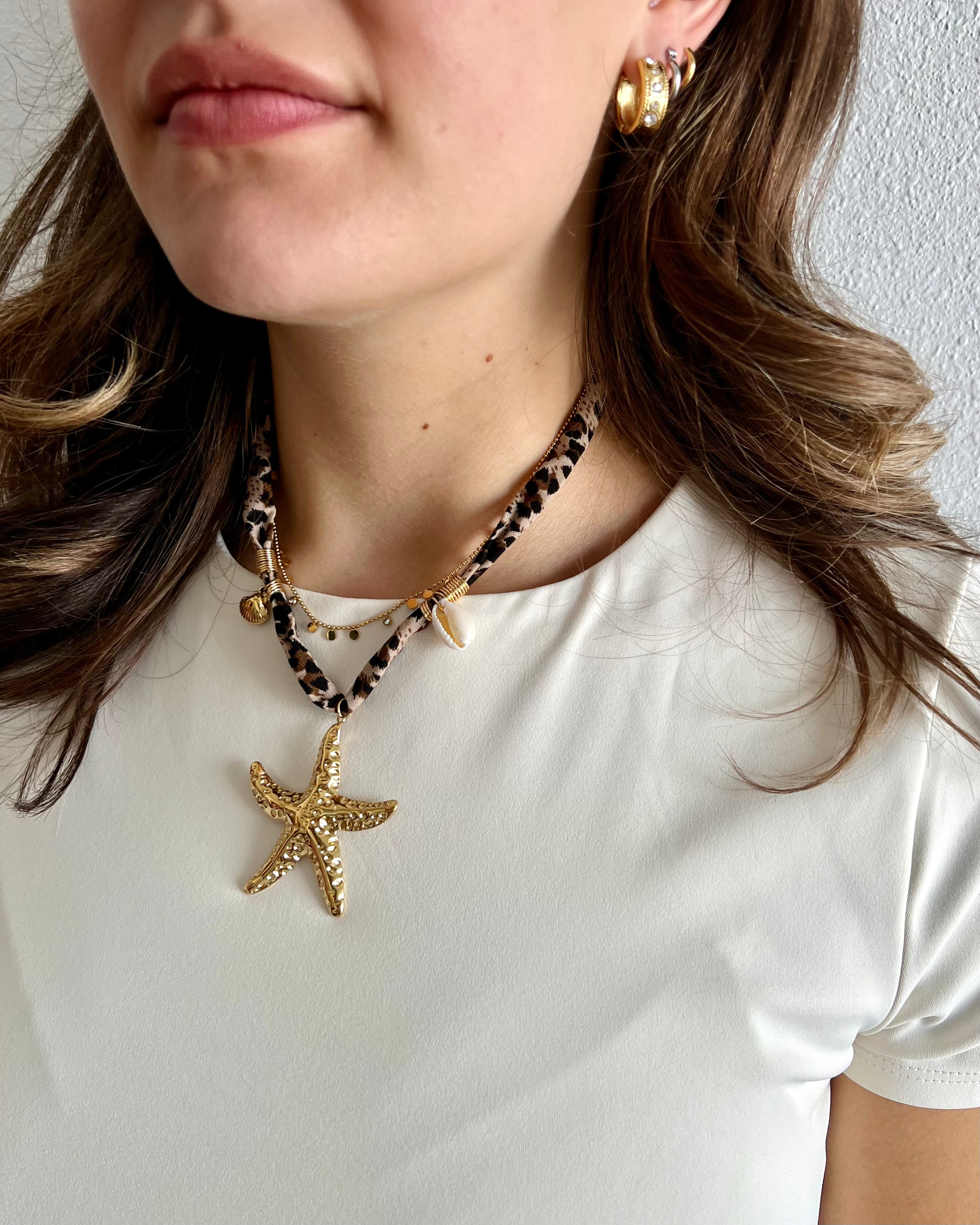 Mallory Leopard Scarf Nautical Charm Necklace