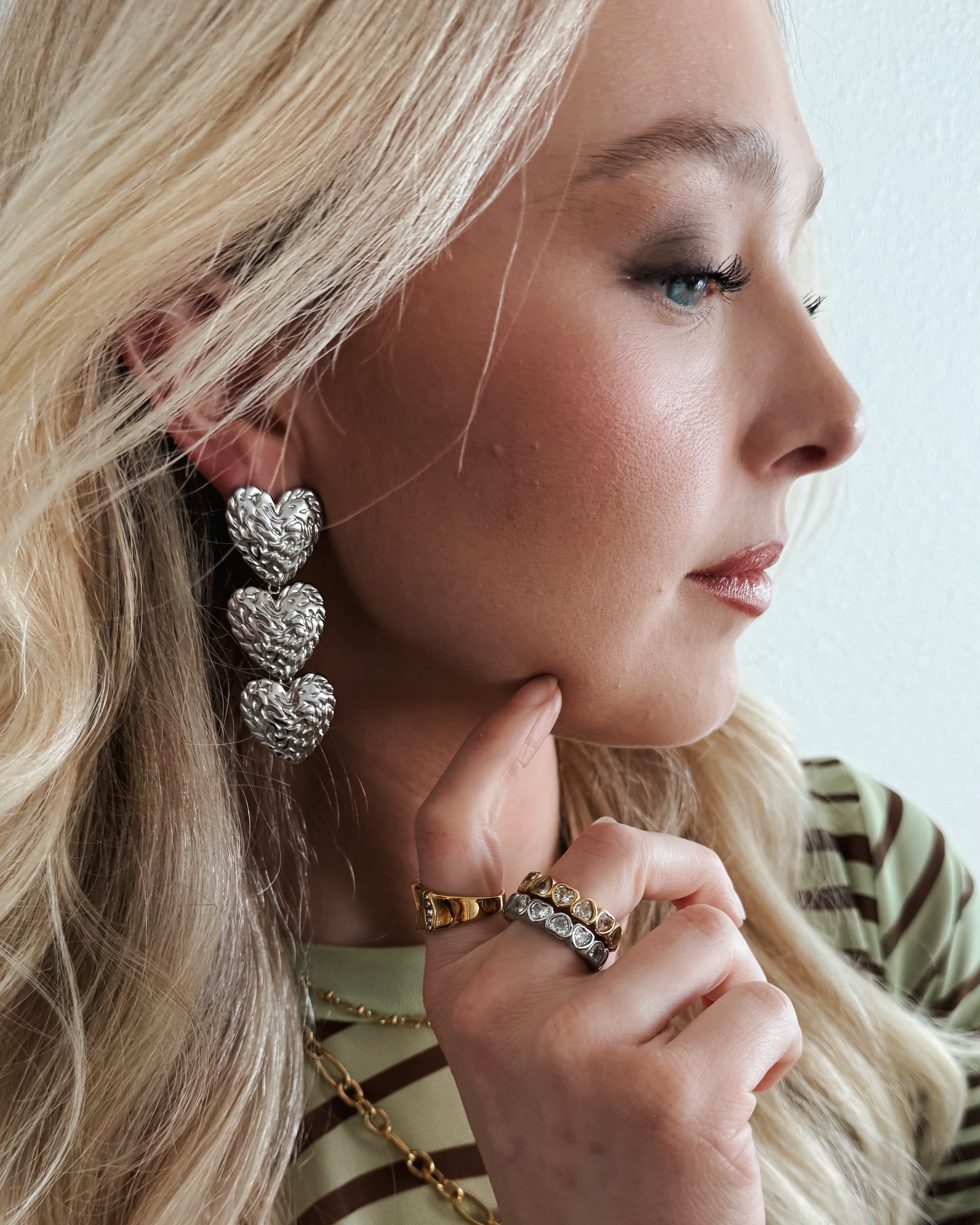 Evian Textured Heart Earrings || Choose Color