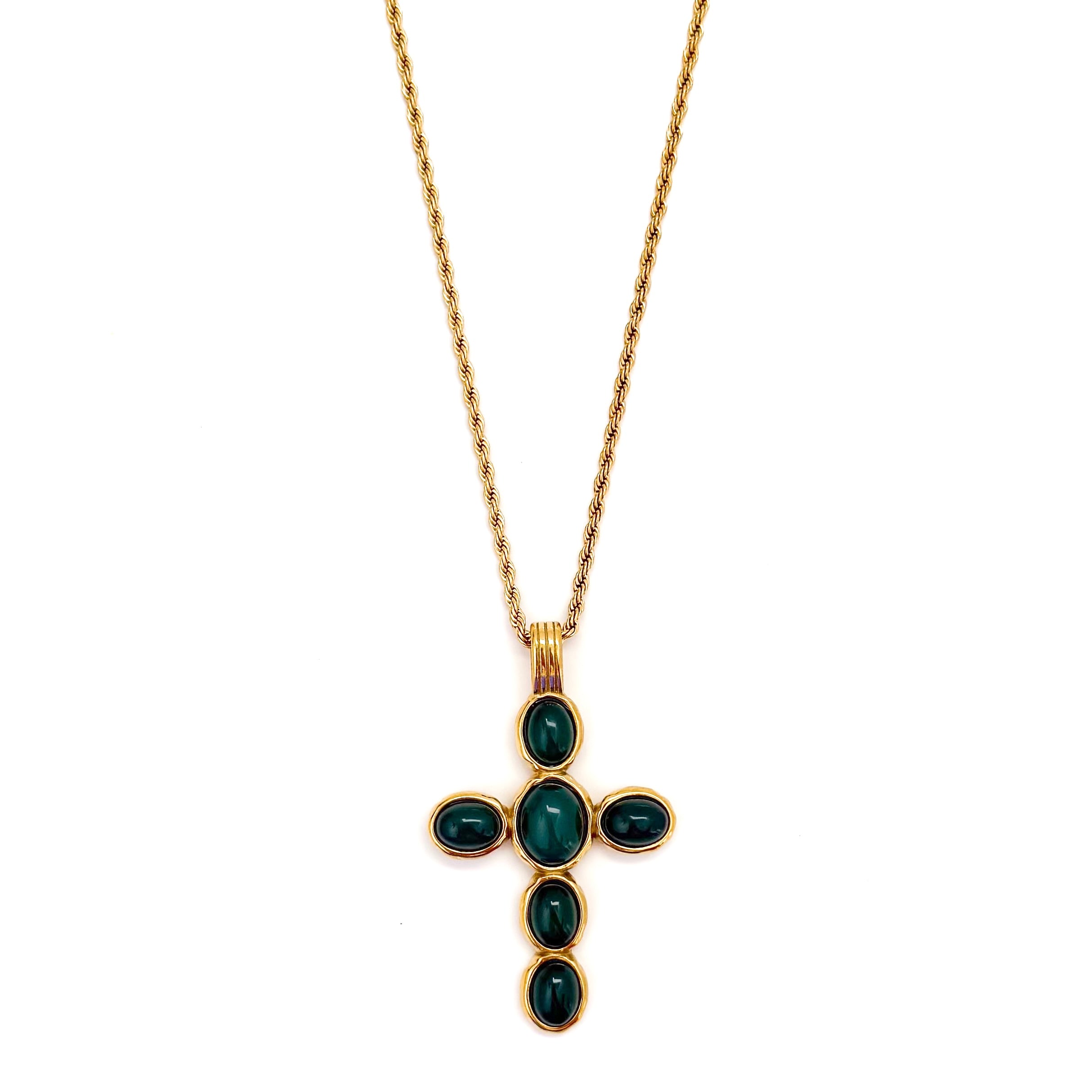 Lorraine Stone Cross Necklace || Choose Color
