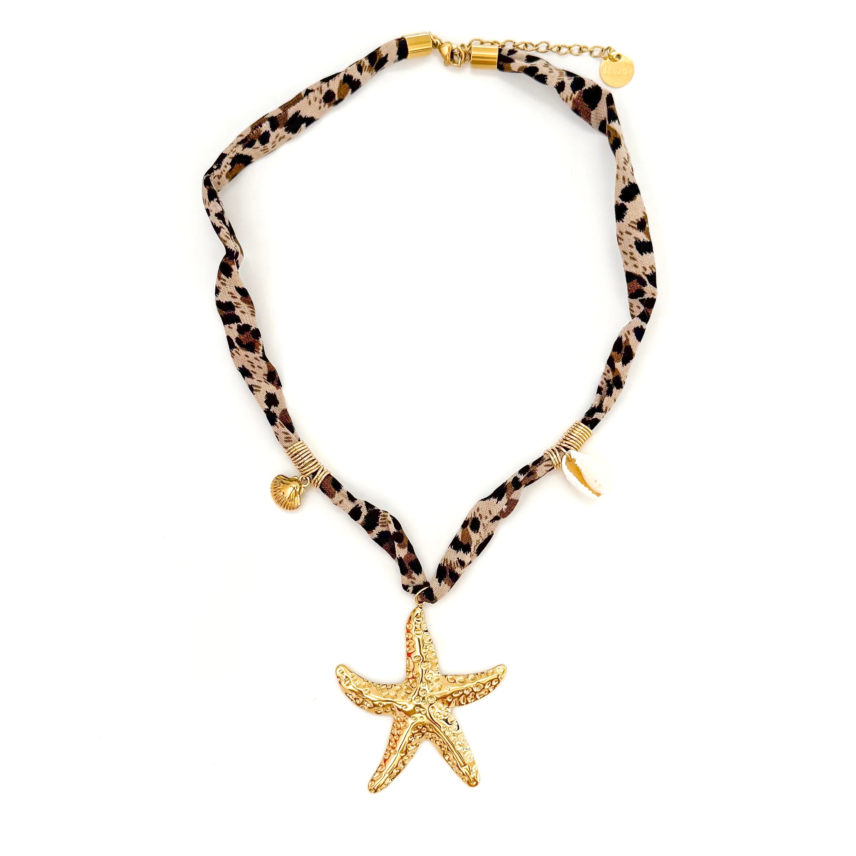 Mallory Leopard Scarf Nautical Charm Necklace