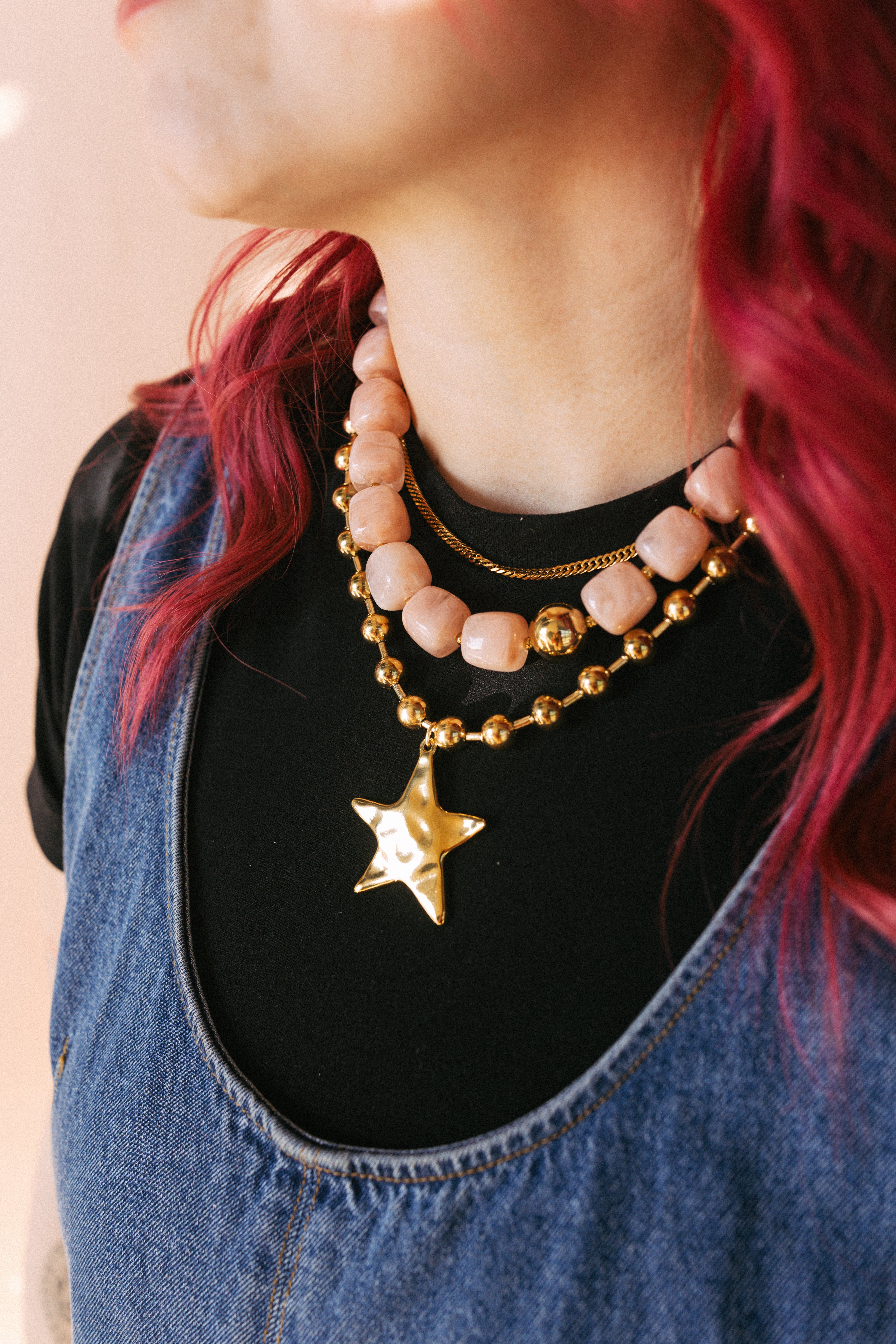 Noemi Chunky Beaded Necklace - Light Pink