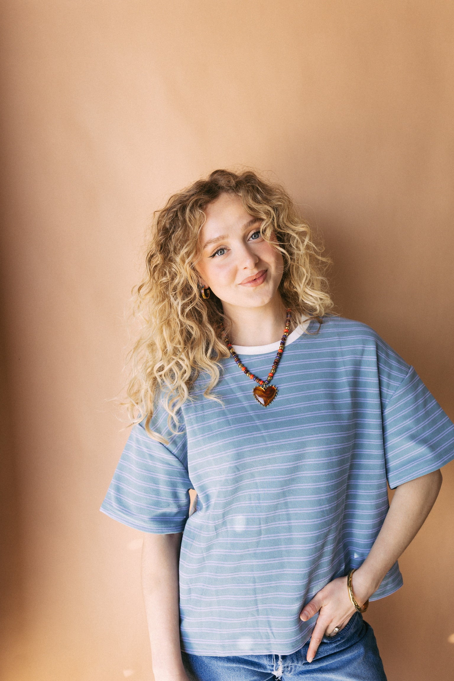 Amber Beaded Heart Necklace