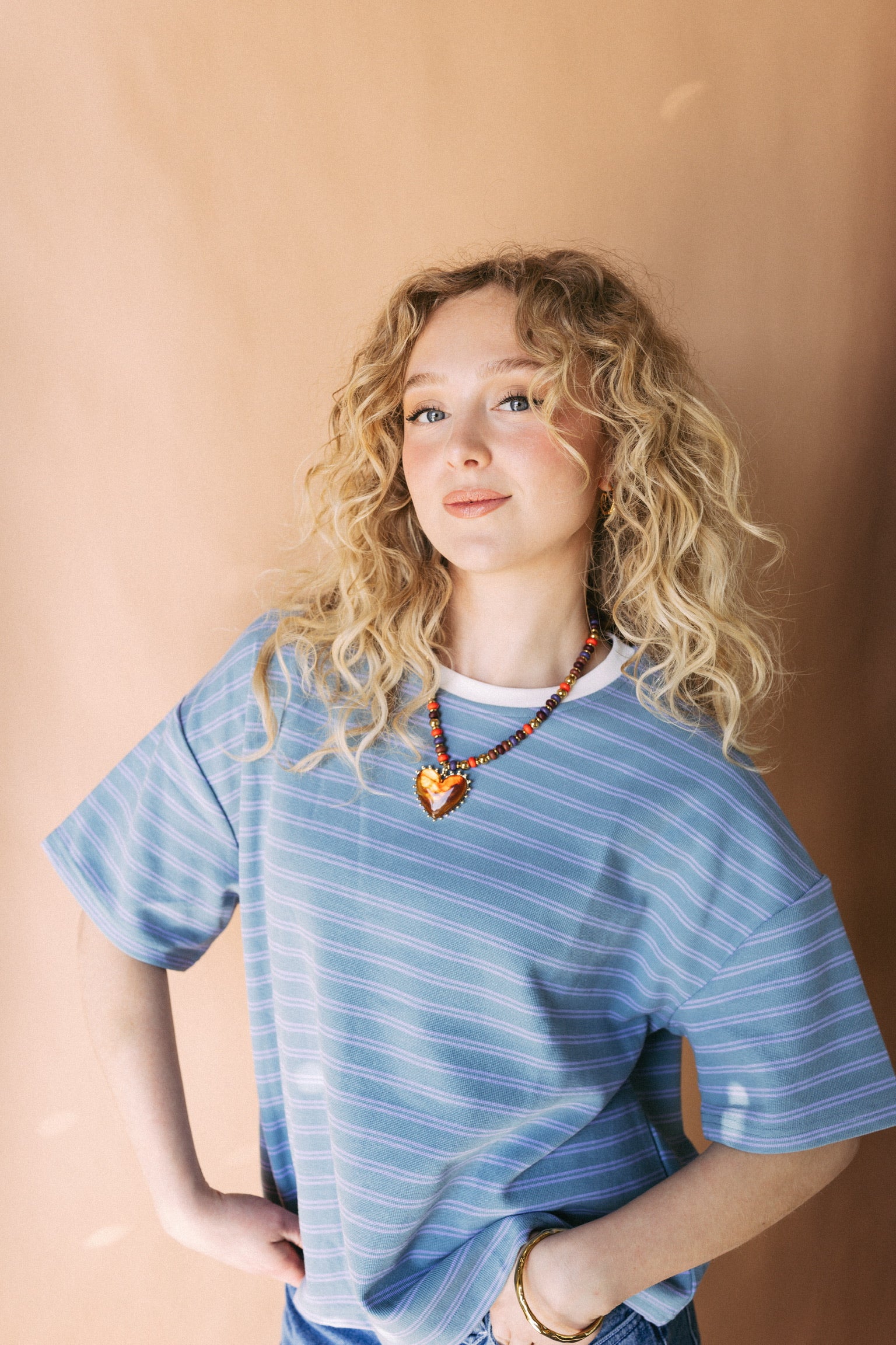 Amber Beaded Heart Necklace