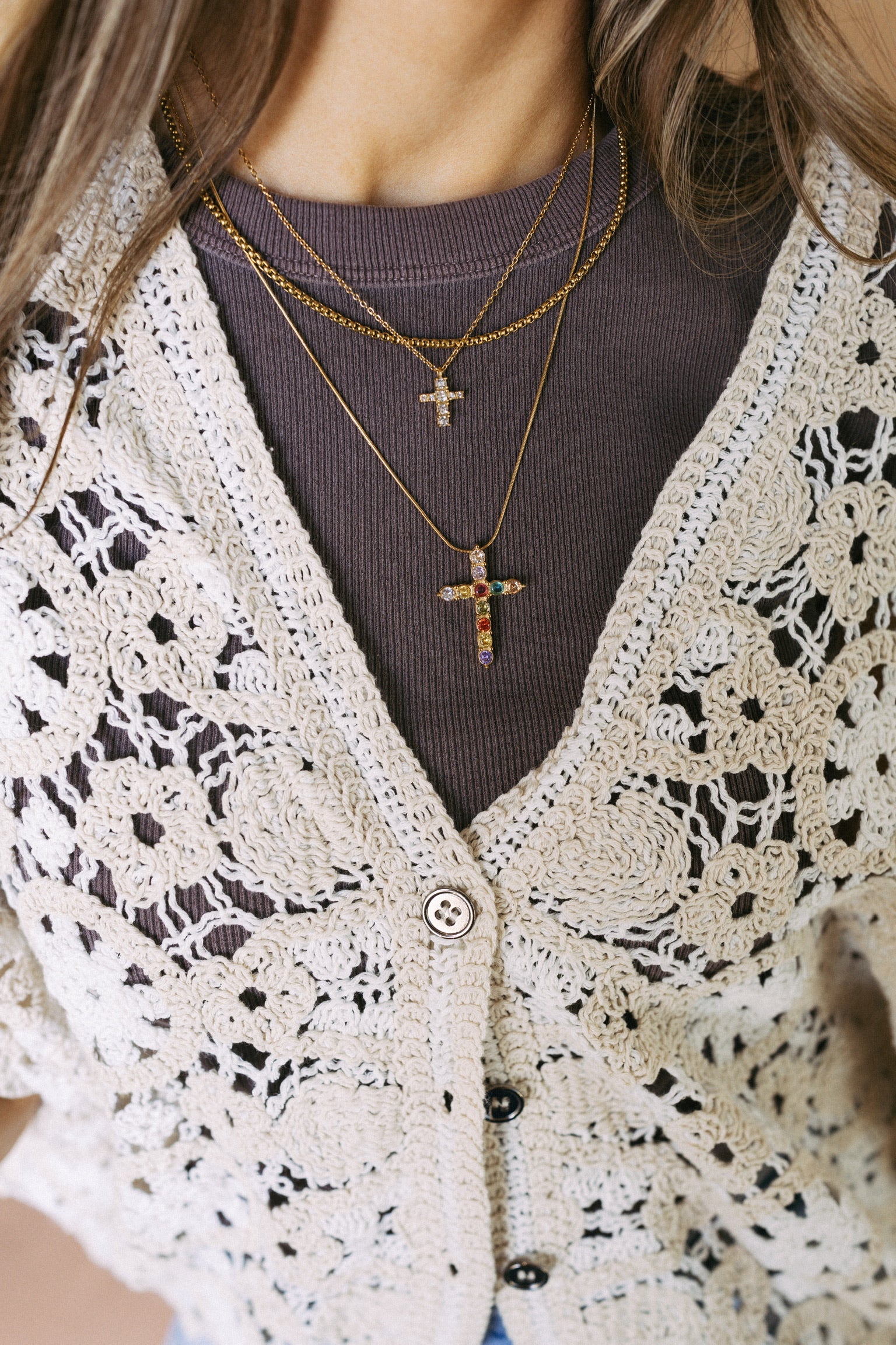 Hannah Crystal Cross Necklace