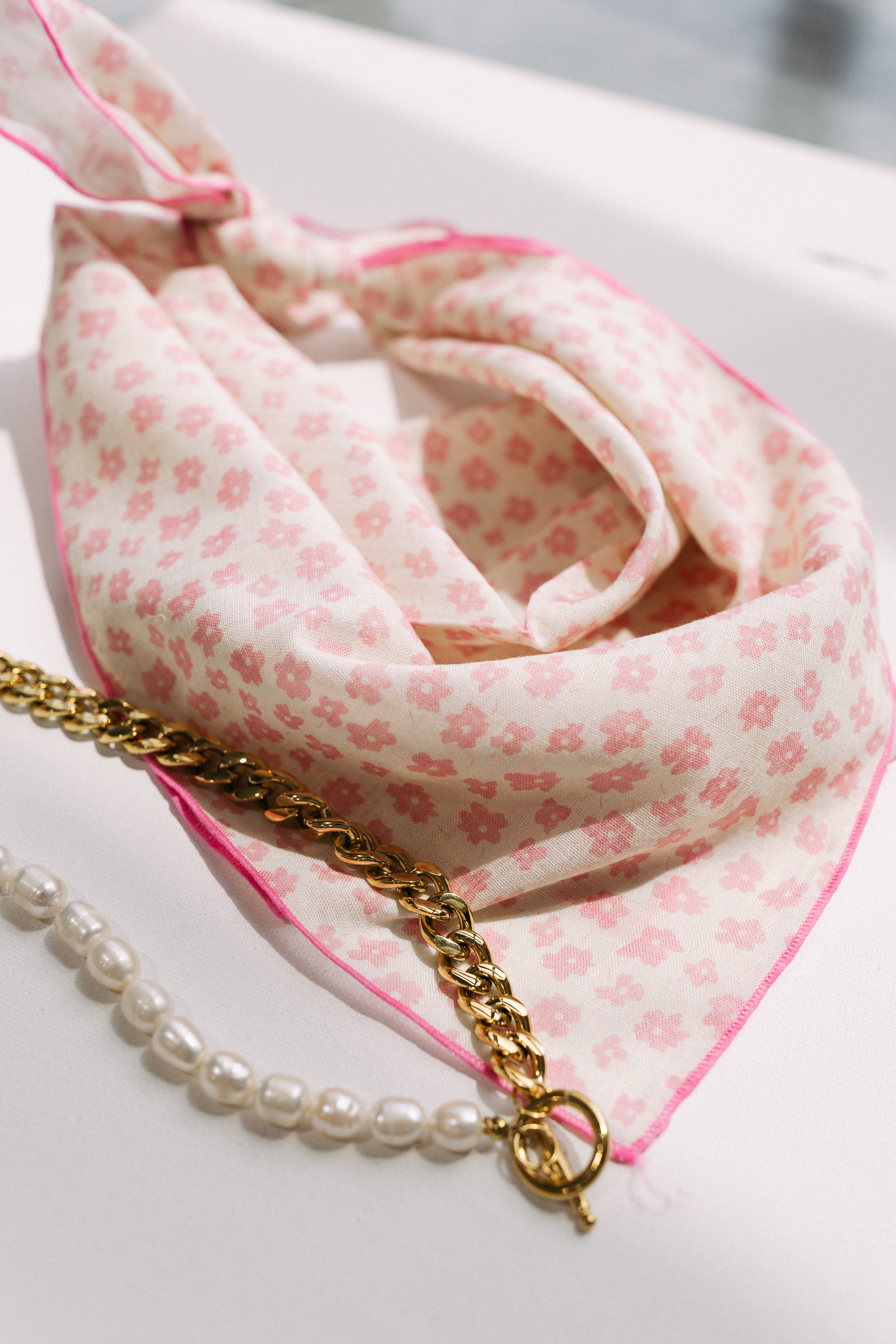 Flower Child Bandana Scarf - Pink