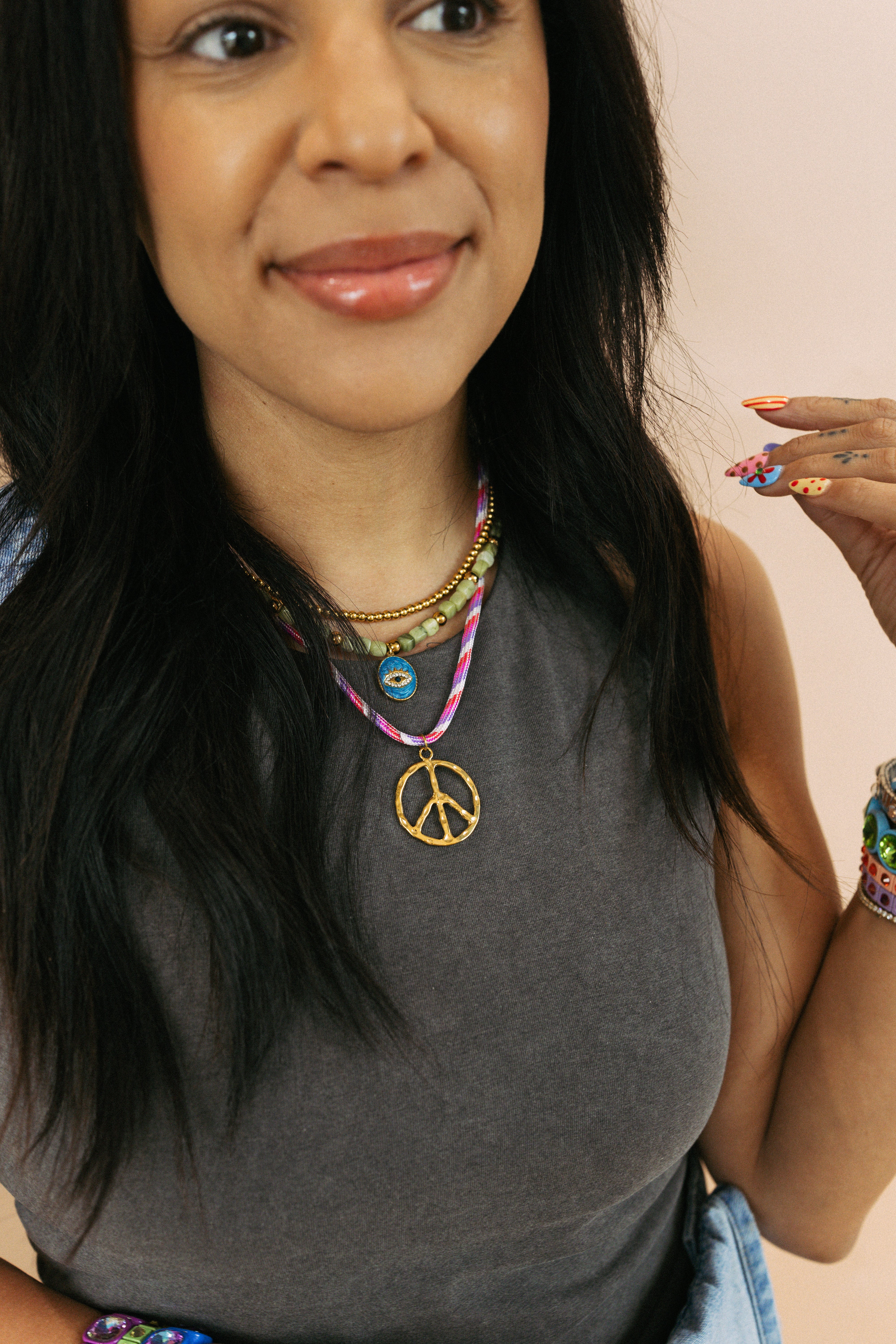 Peace Vibes Only Cord Necklace