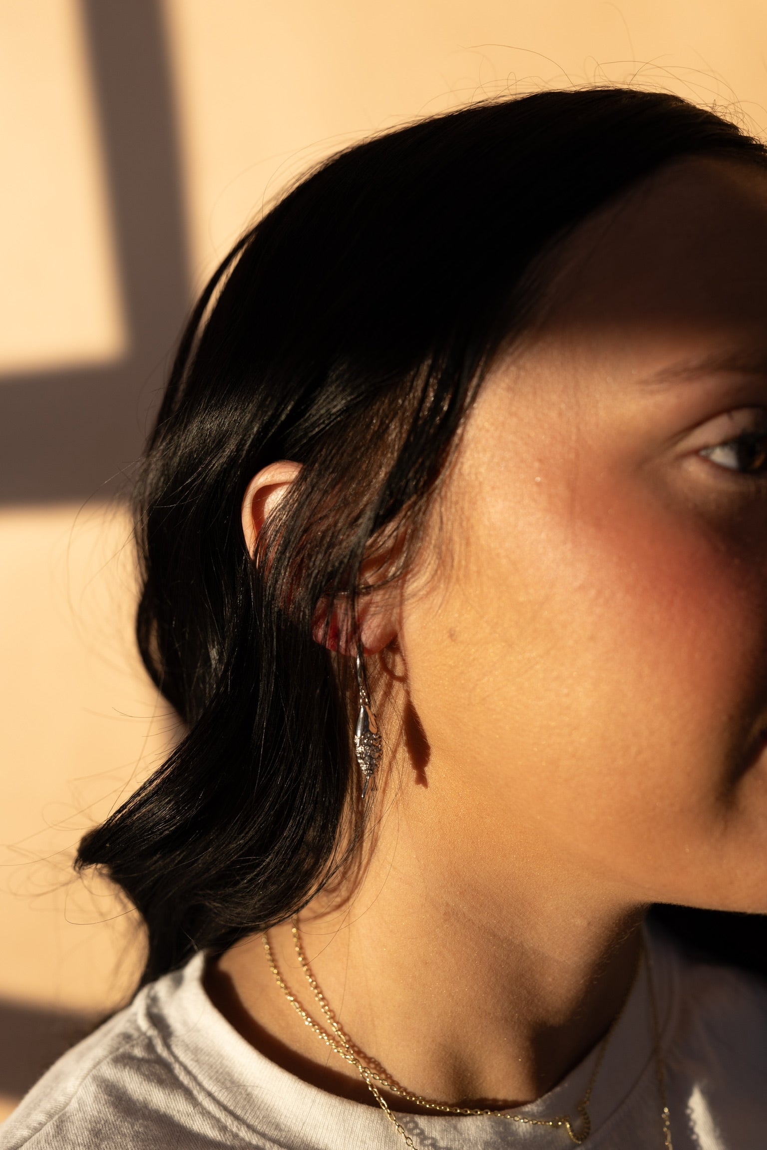 Edda Fish Charm Hoops