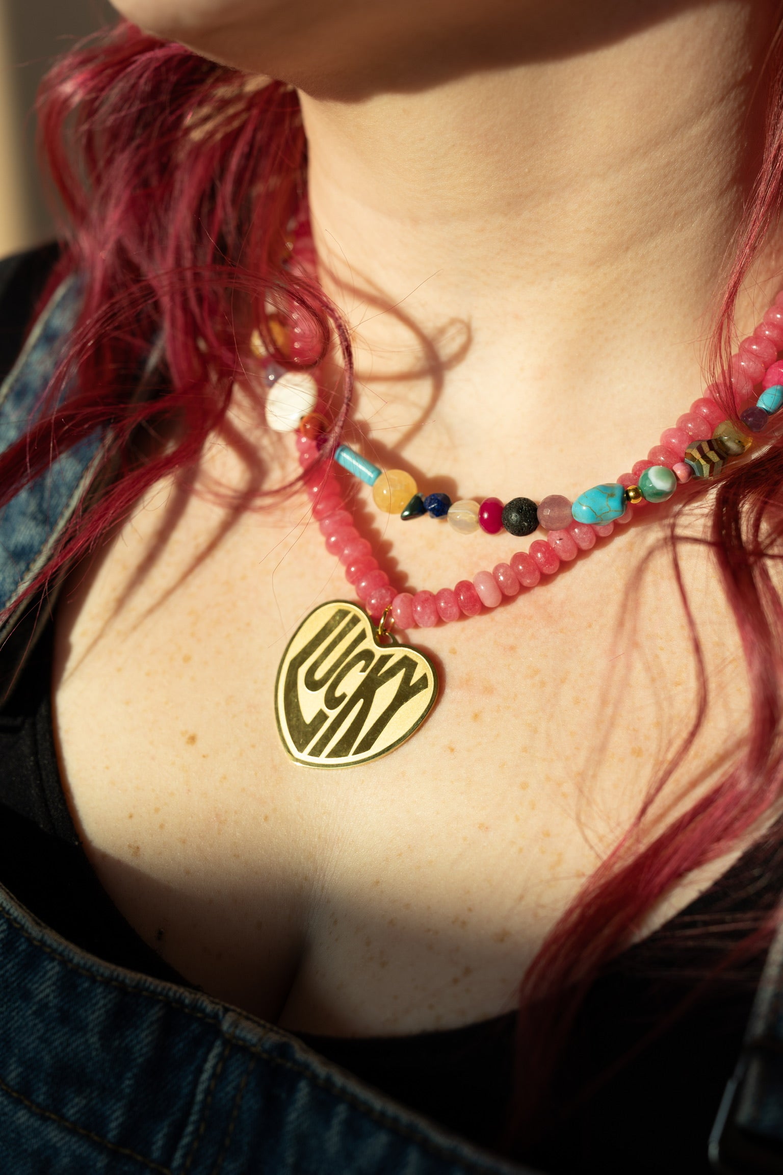 Lucky In Love Stone Necklace - Pink