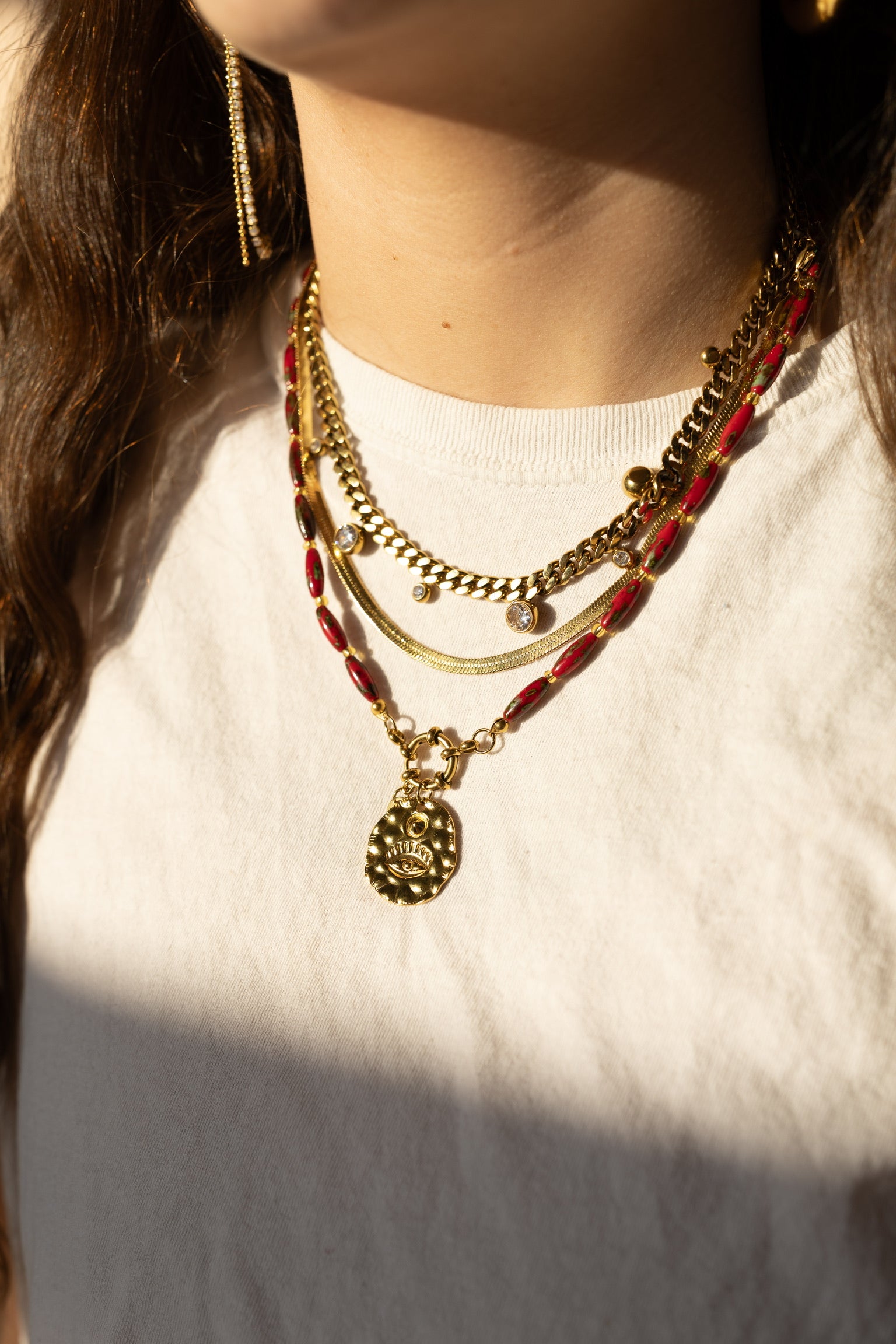 On A Red Eye Charm Necklace