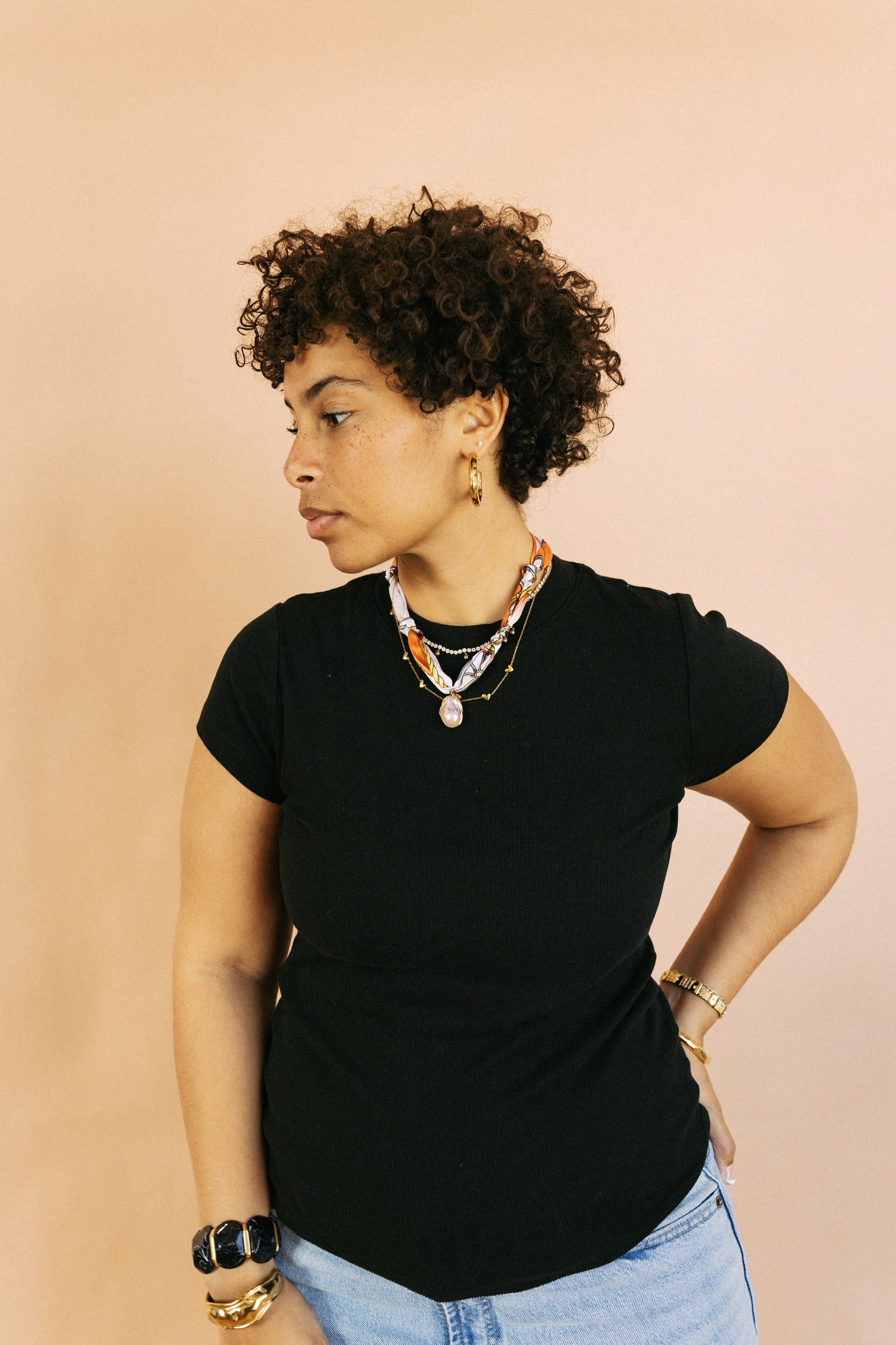 Mother of Pearl Scarf Necklace