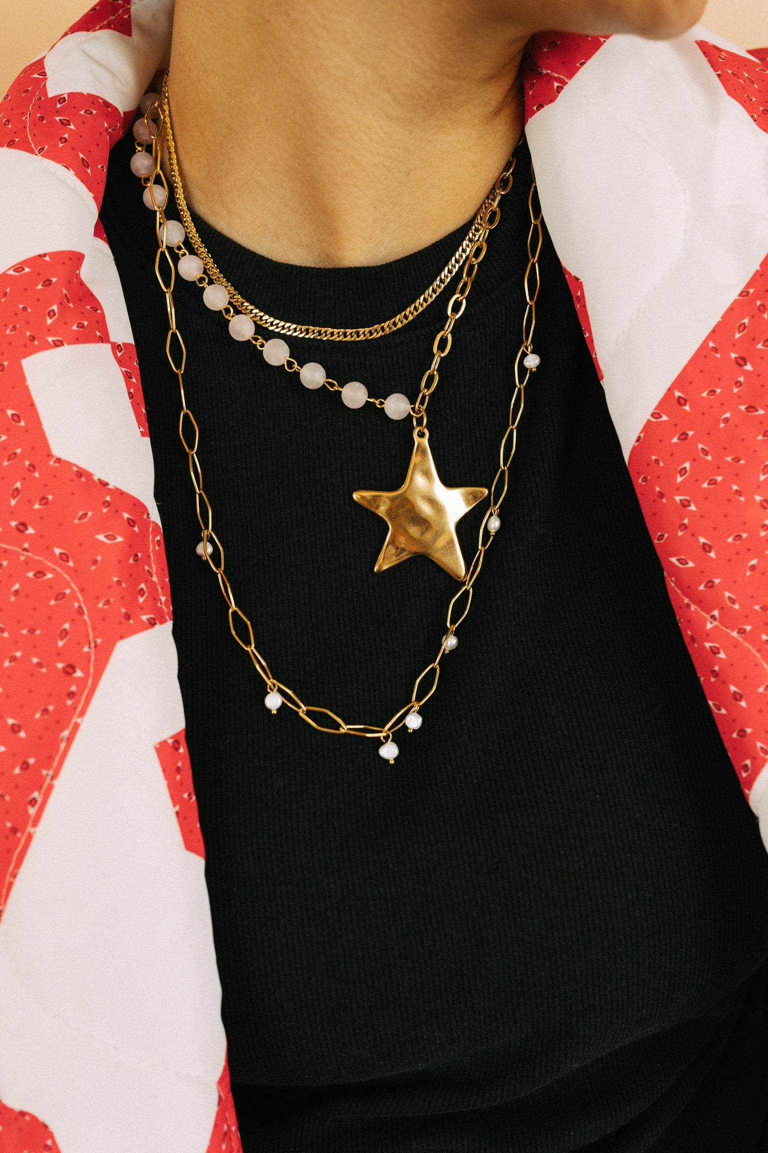 Starry Beaded Chain Necklace