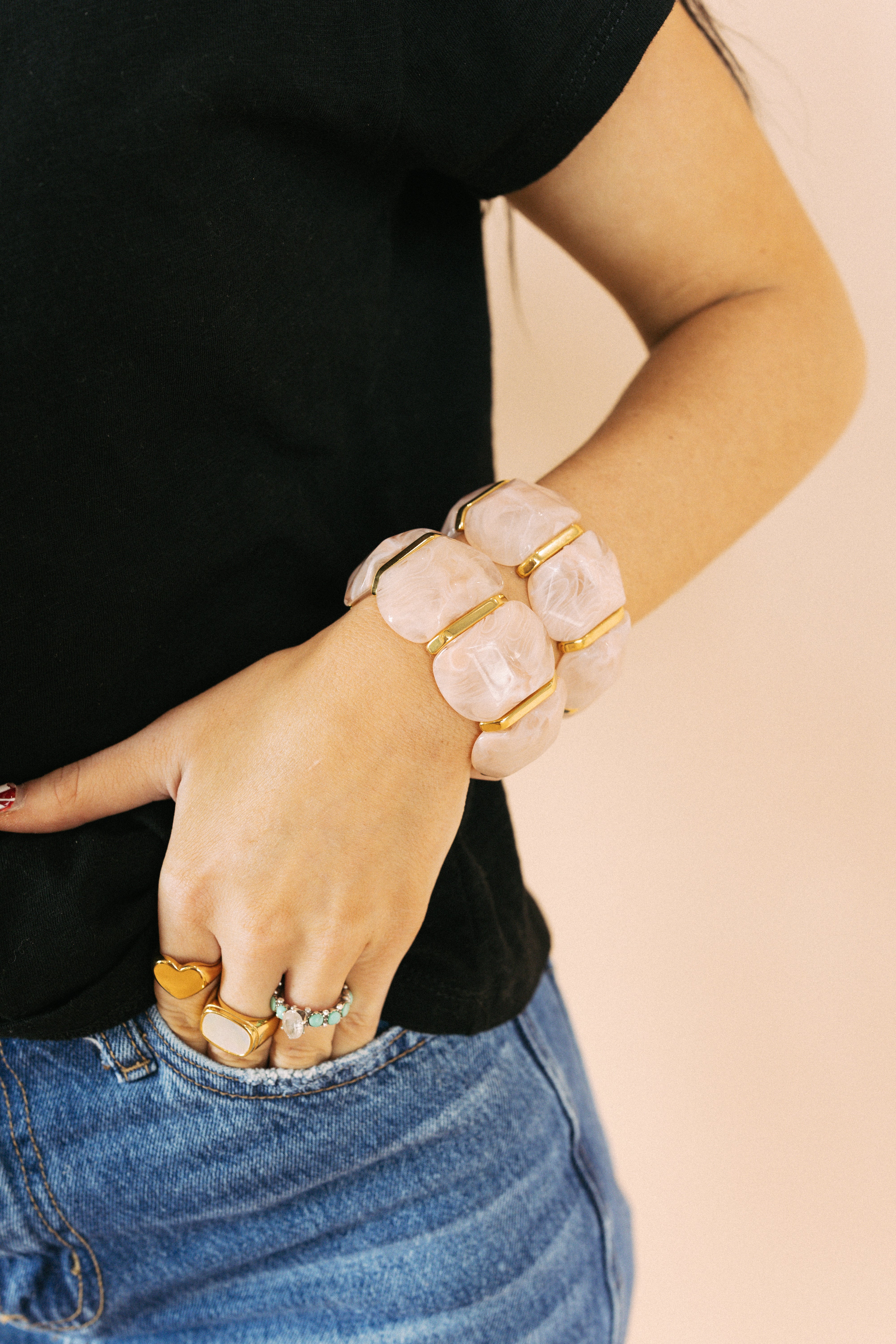 Emma Stretch Bracelet - Pale Pink