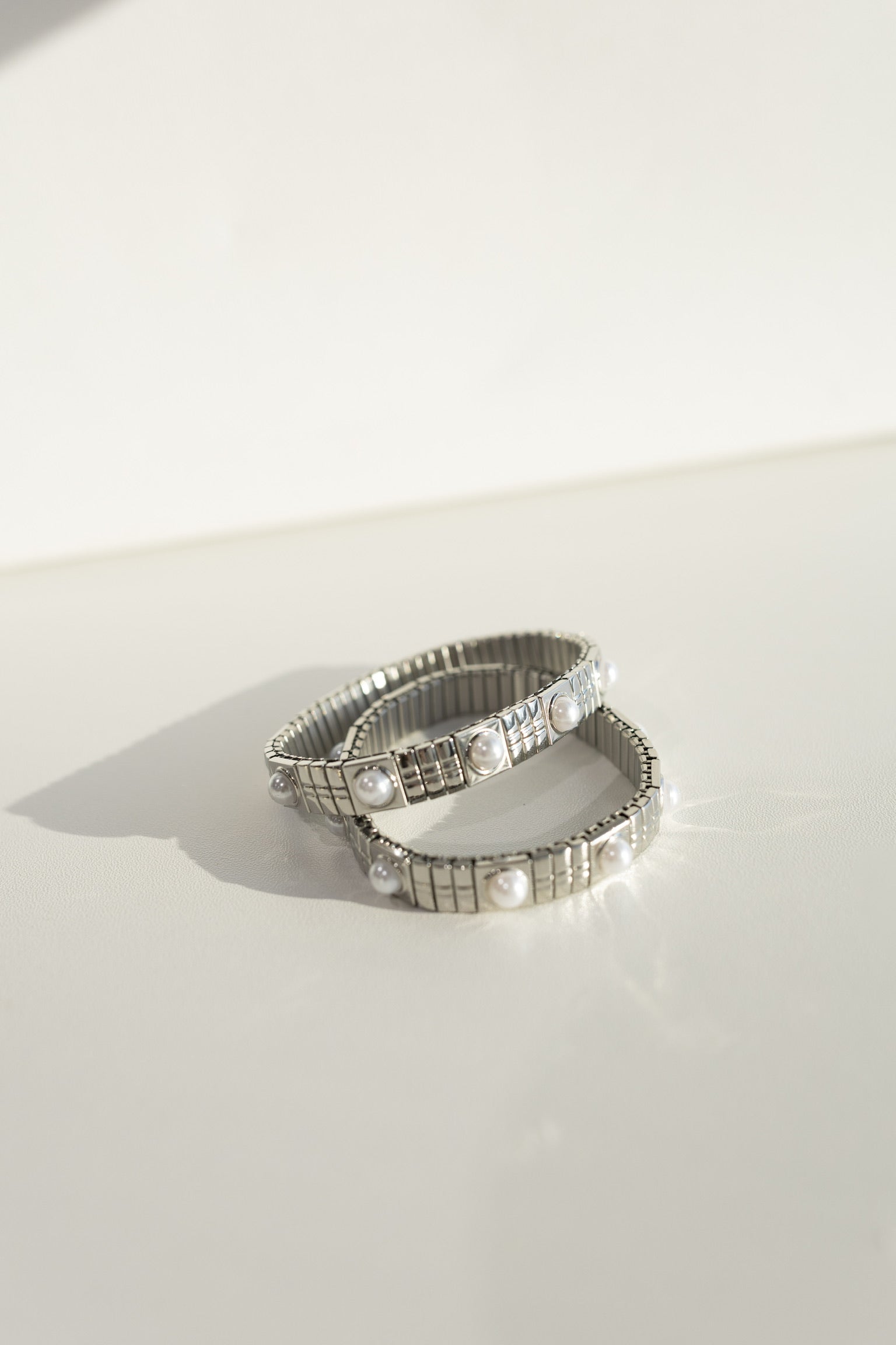 The Luxe Link Bracelet - Silver & Pearls