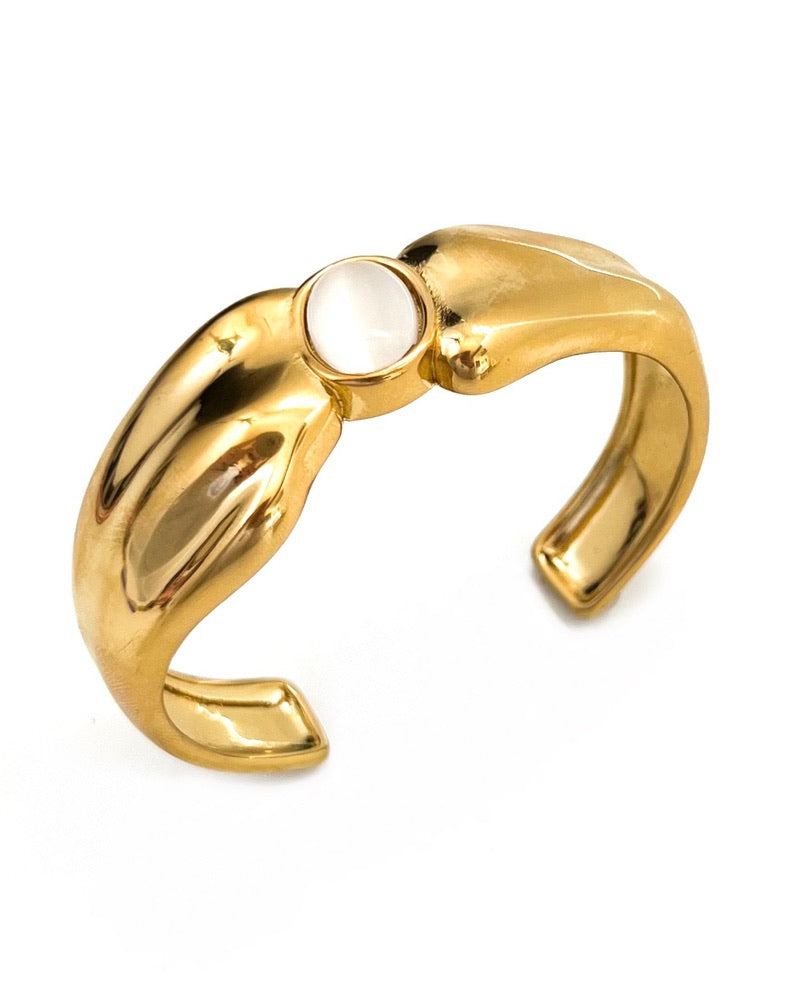 Beverly Gold Stone Cuff Bracelet || Choose Color