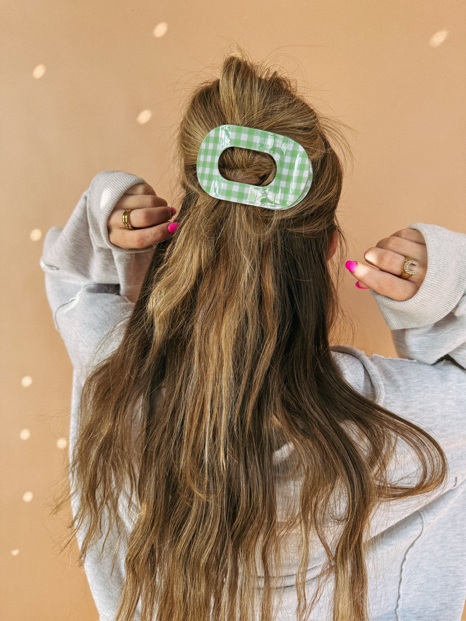 gingham flat hair clip - green
