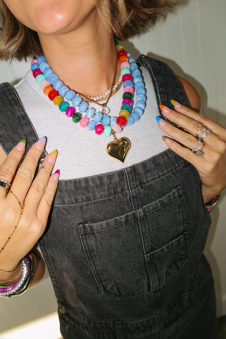 Love Bomb Beaded Heart Necklace - Rainbow