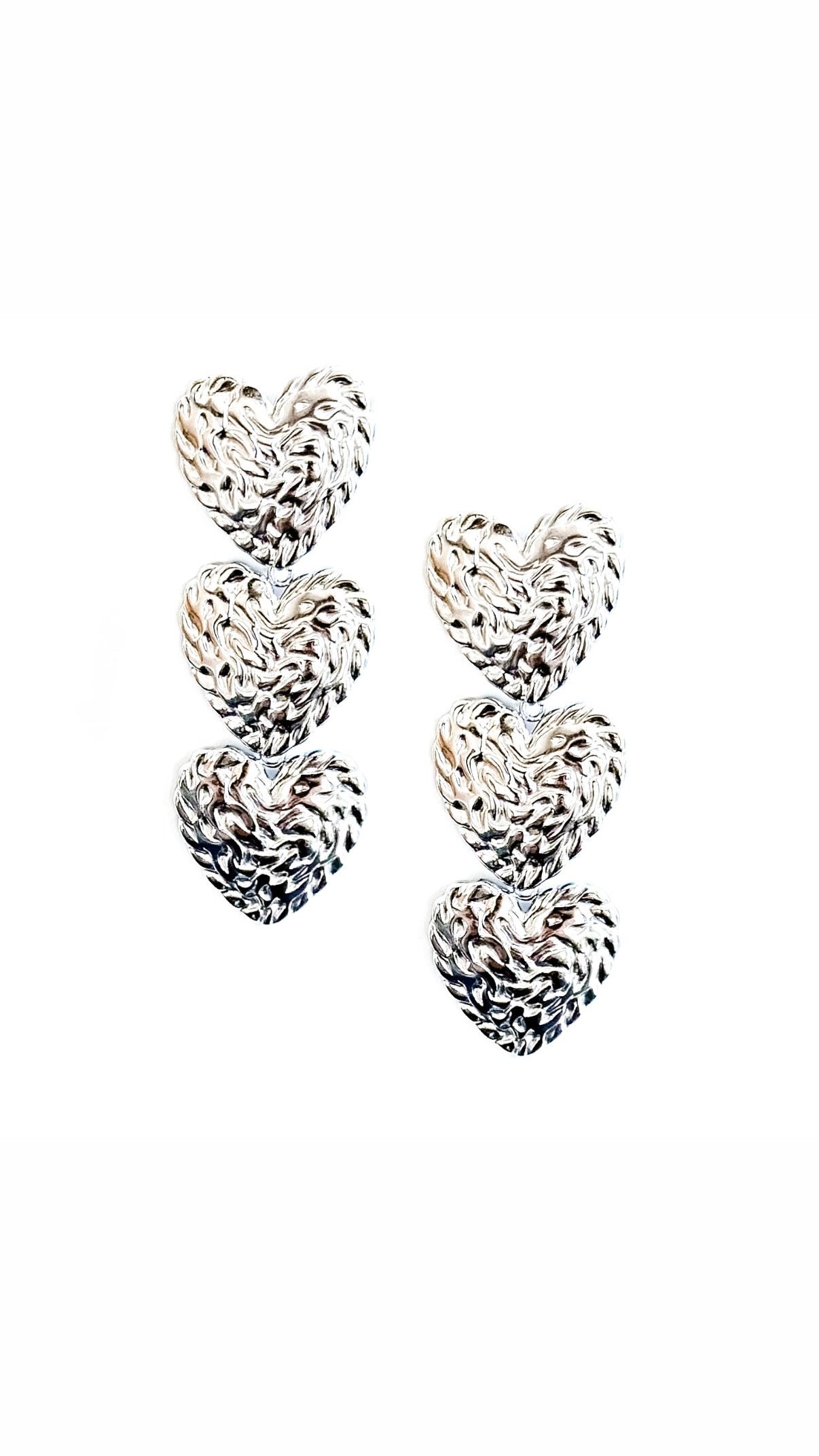 Evian Textured Heart Earrings || Choose Color
