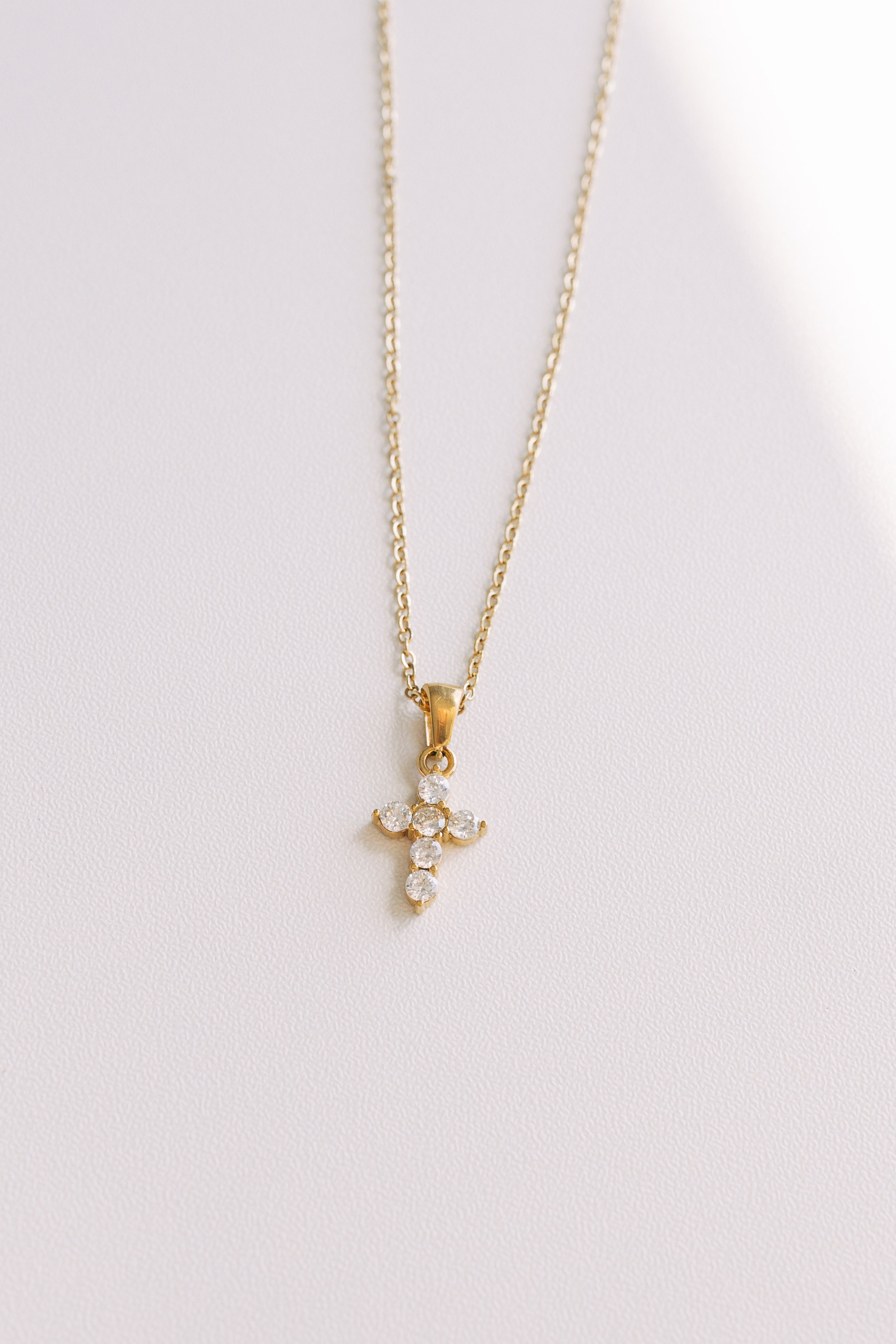 Leah Dainty Crystal Cross Necklace