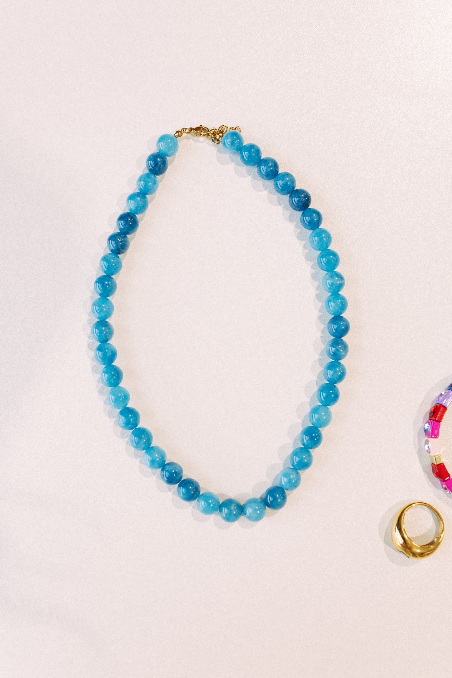 Boba Beaded Necklace - Blue