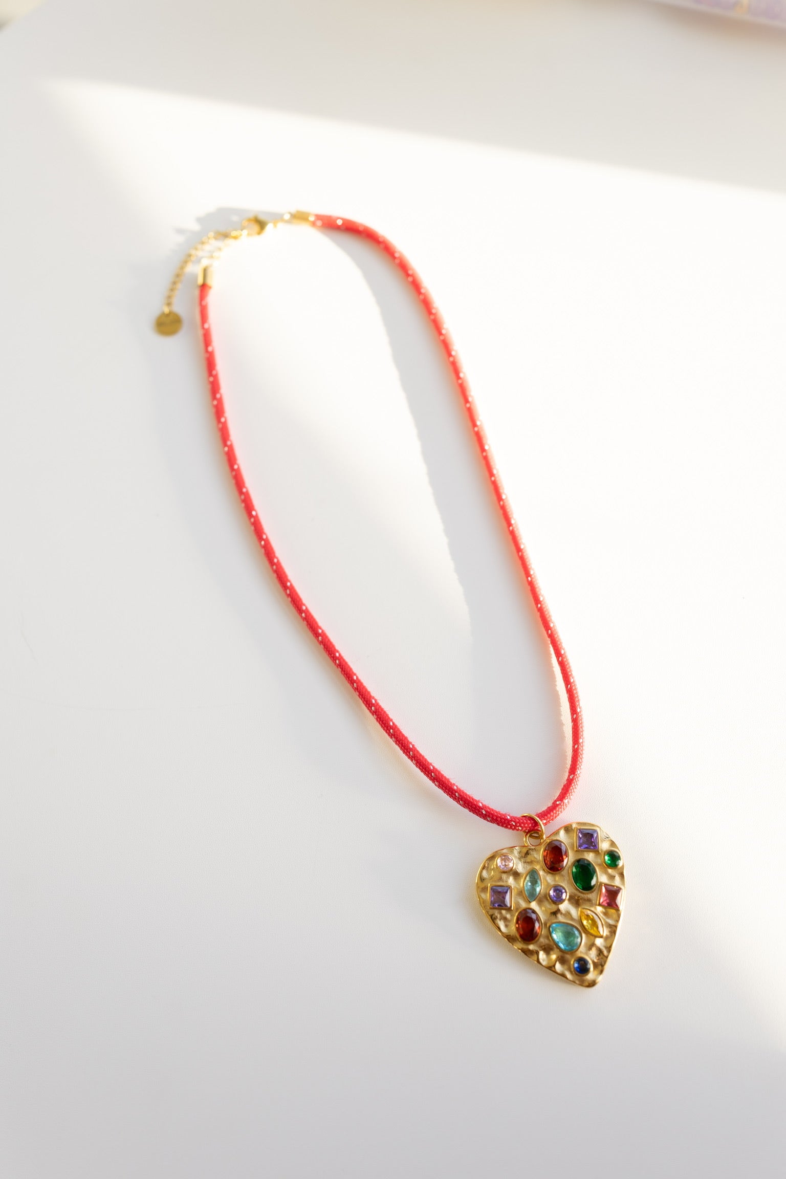 Confetti Heart Cord Necklace - Red