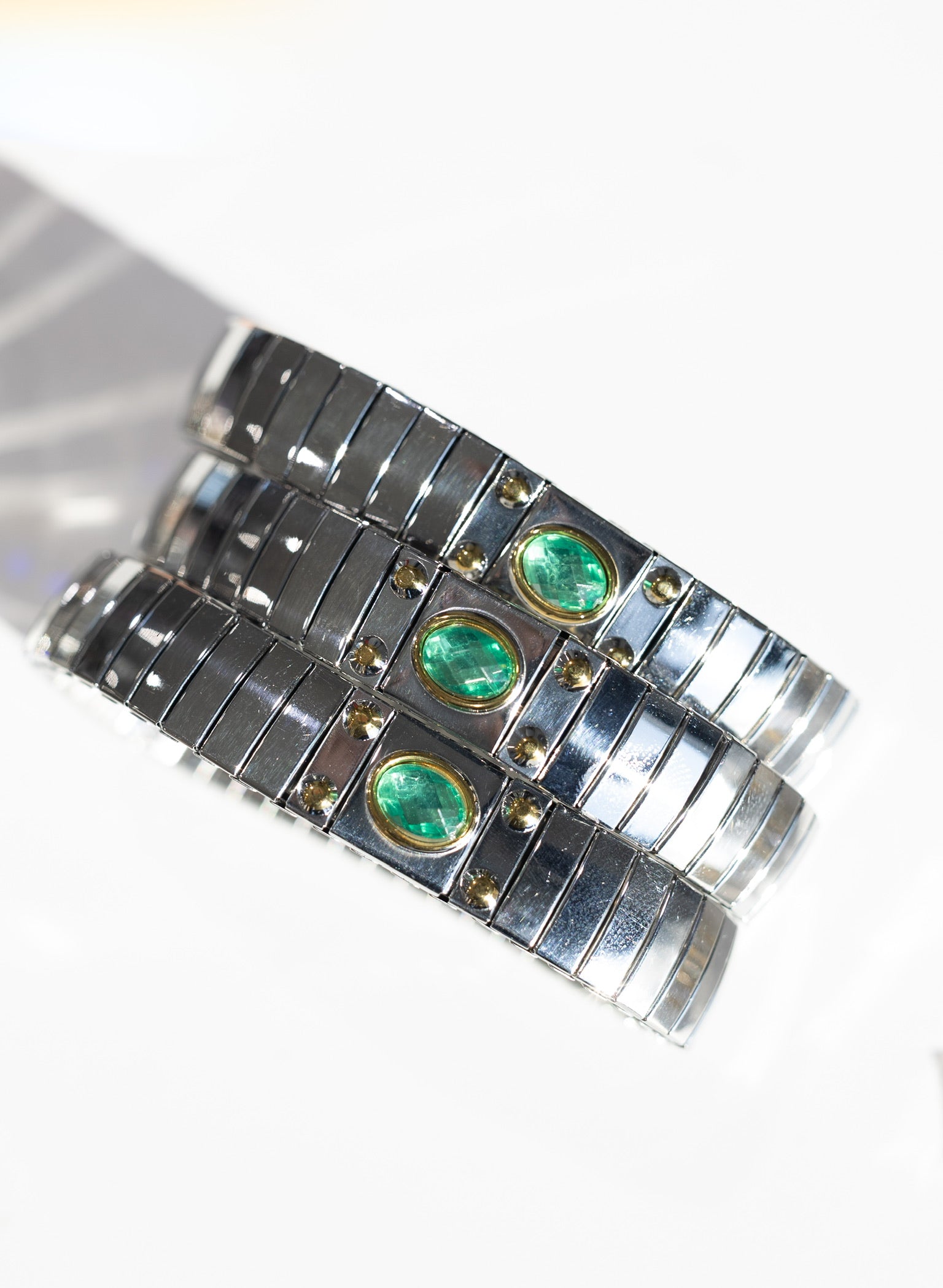The Luxe Link Bracelet - Silver & Green