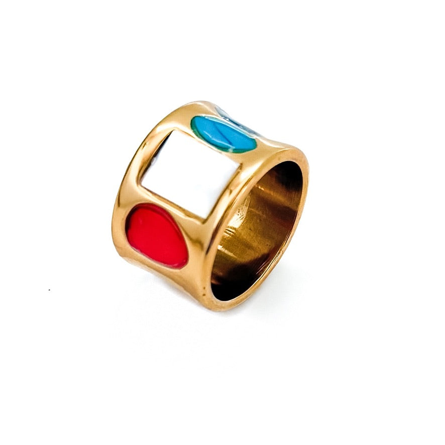 Roxy Wide Band Stone Ring