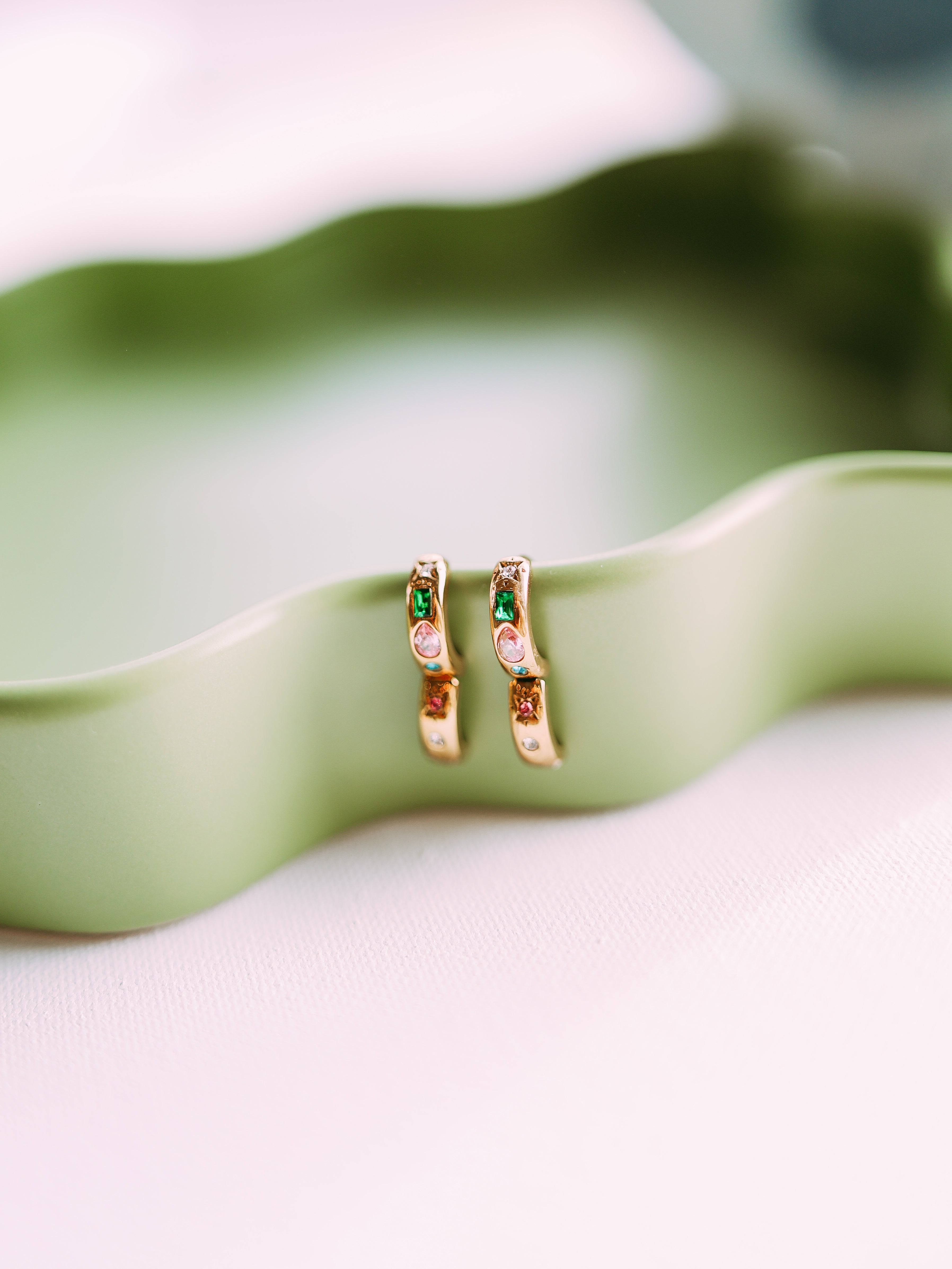 Elani Colorful Crystal Huggie Earrings