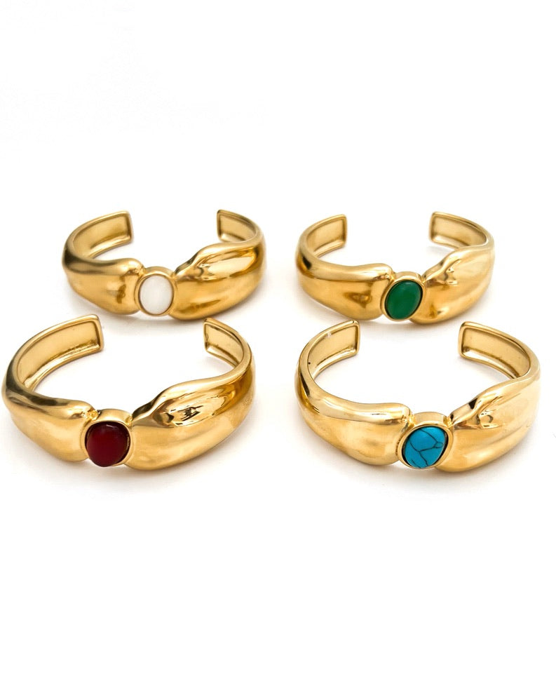 Beverly Gold Stone Cuff Bracelet || Choose Color