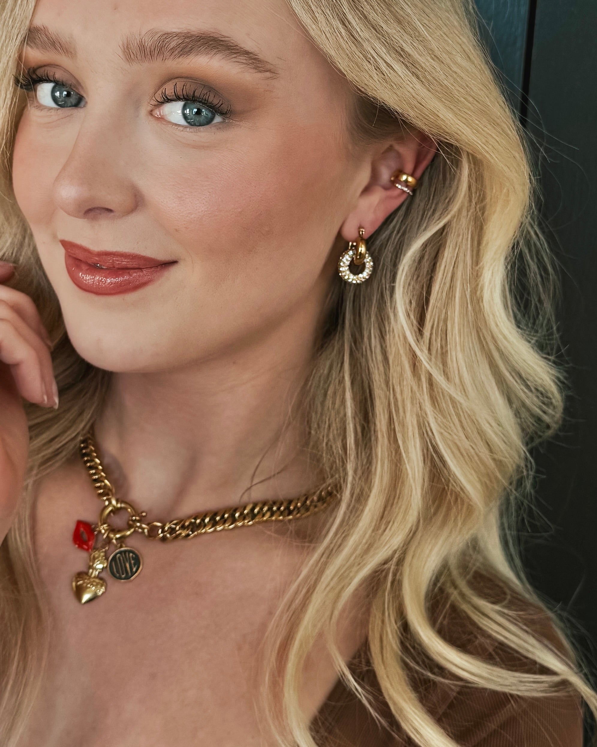 Estelle Crystal Double Hoop Earrings