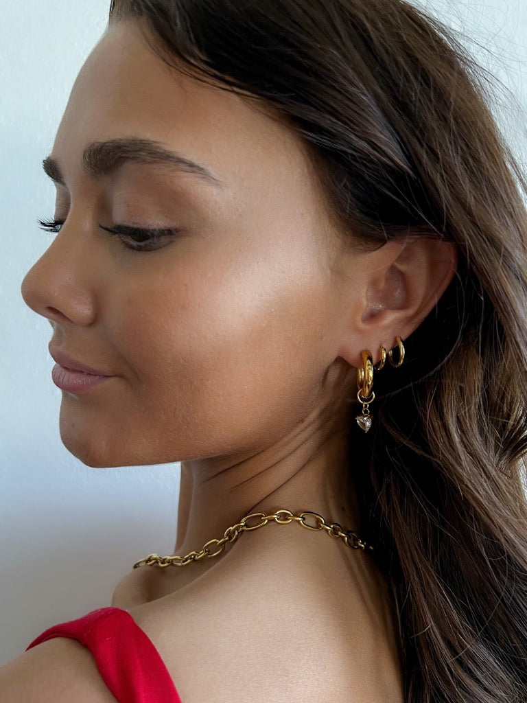 Emsley Mismatched Charm Hoops || Choose Color