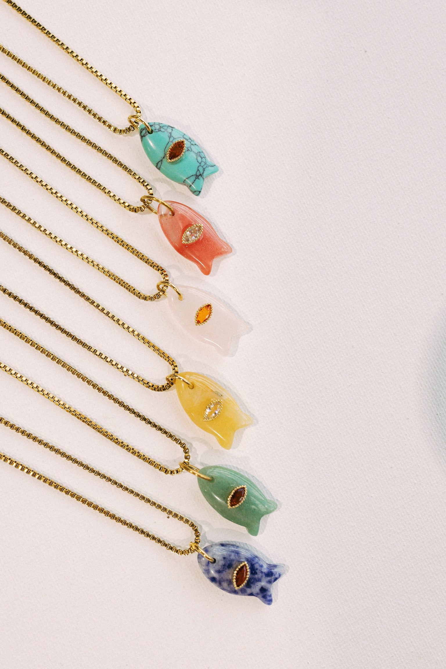 Salty Stone Fish Necklace - Light Pink